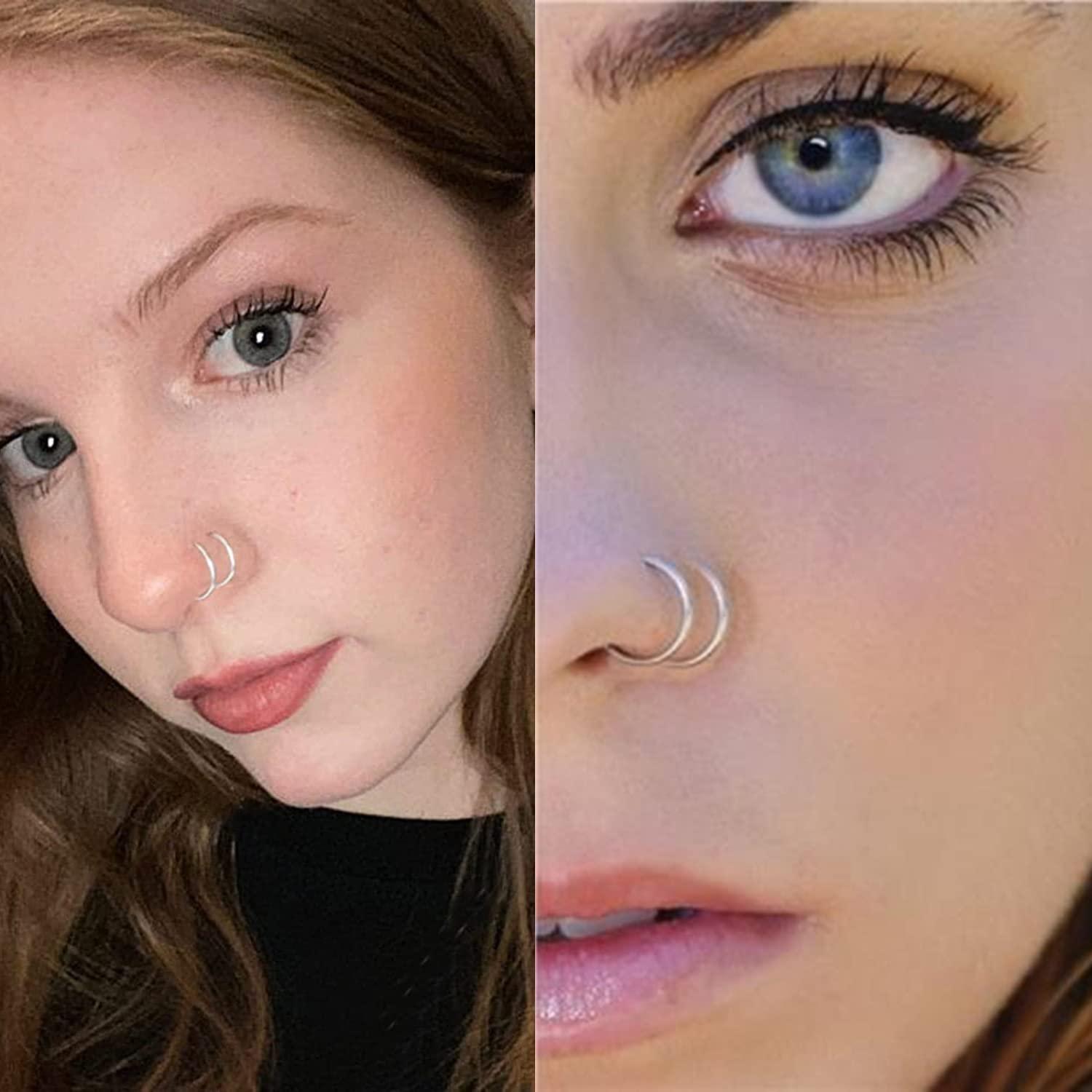 FECTAS Nose Rings Hoops Surgical Steel 18g 20g Gauge 6mm 8mm 10mm 12mm Earrings Piercing Hoops Jewelry for Men Women - Image 6