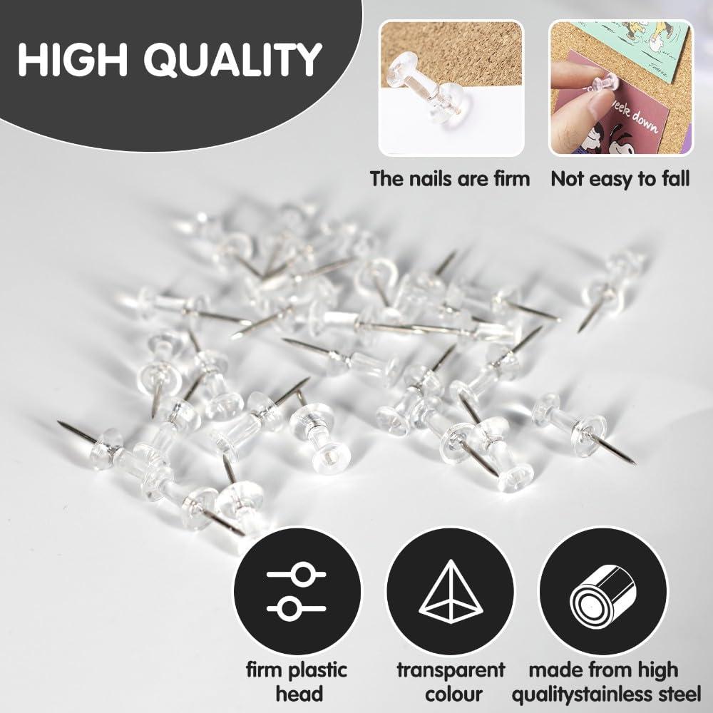 120-Pack Push Pins for Bulletin Board, Thumb Tacks with Clear Plastic Tip and Steel Tip, Portable and Durable Wall Tacks Suitable for Cork Board, Office and Daily Life - Image 6