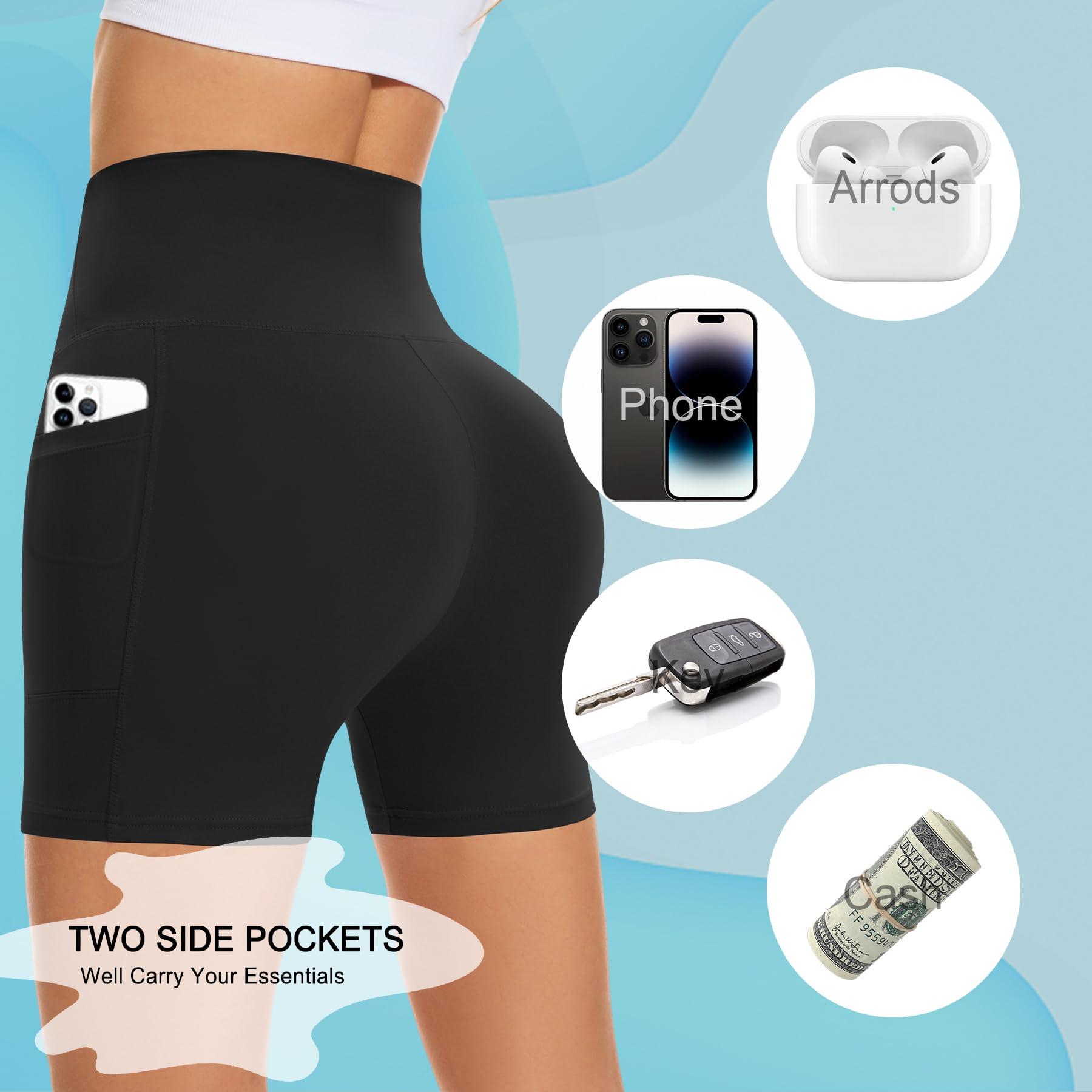 Diu Life High Waisted Biker Shorts Women with Pockets - 5" Tummy Control Spandex Gym Workout Running Yoga Shorts - Image 2