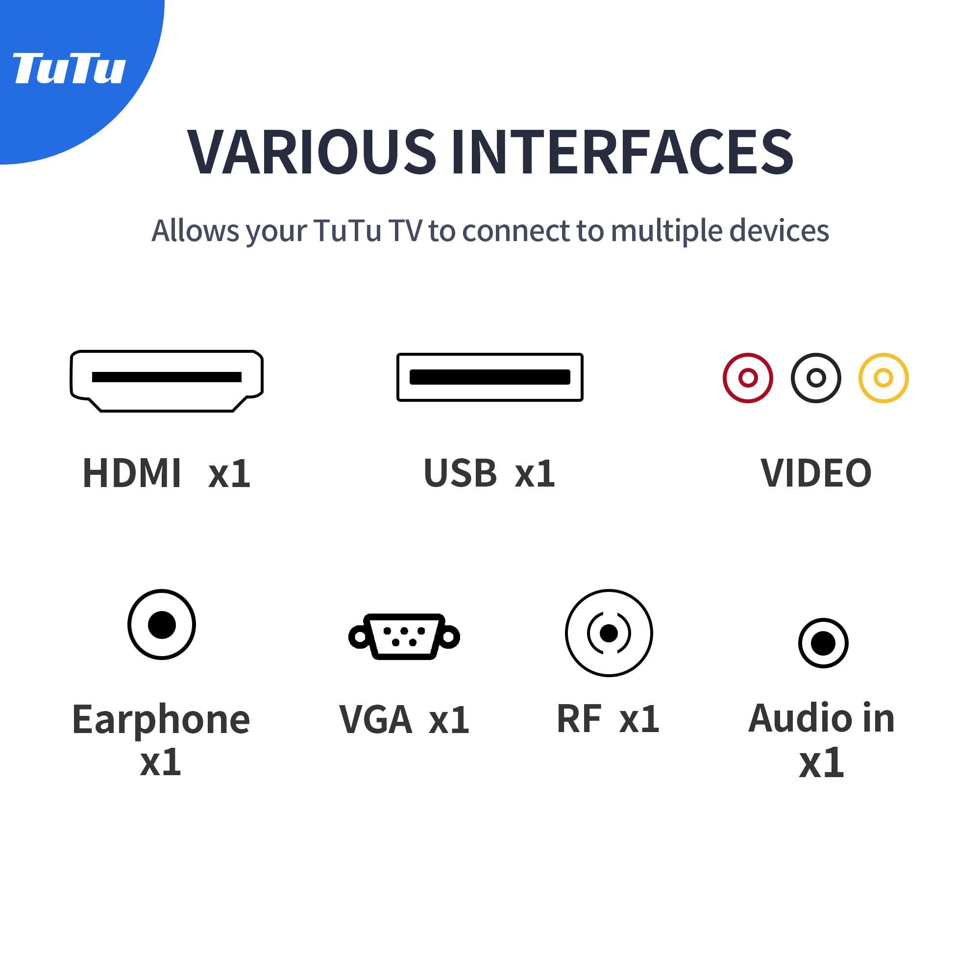 TuTu 22-inch LED TV, 1080P FHD Flat-Screen TV with Dolby Audio with HDMI, USB, VGA, RCA, Non-Smart TV or Monitor for Room, Kitchen, Office, or RV Camper - Image 6