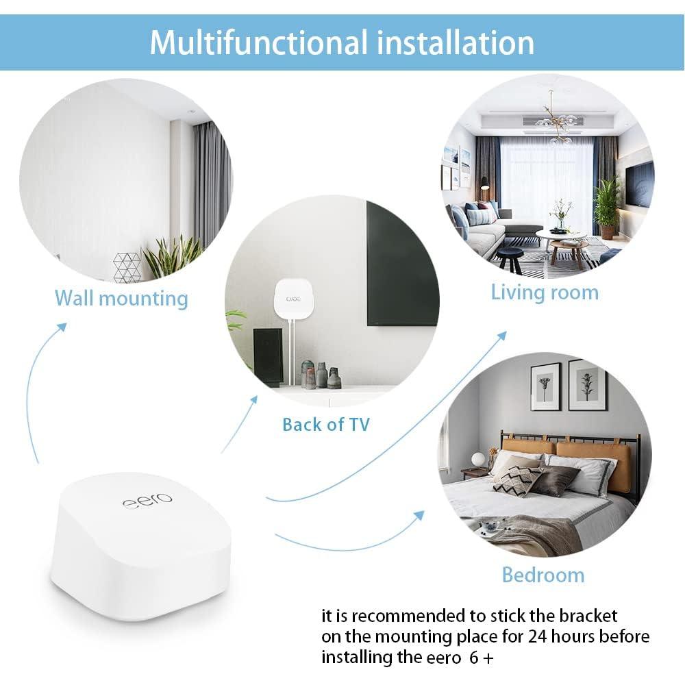 Huafly 1Pcs Screwless Wall Mount Bracket for eero 6+ WiFi, VHB Stick On Holder, Strong Adhesive Holder, No Tools No Drilling No Hole-White (for eero 6+, 1Pcs) - Image 6