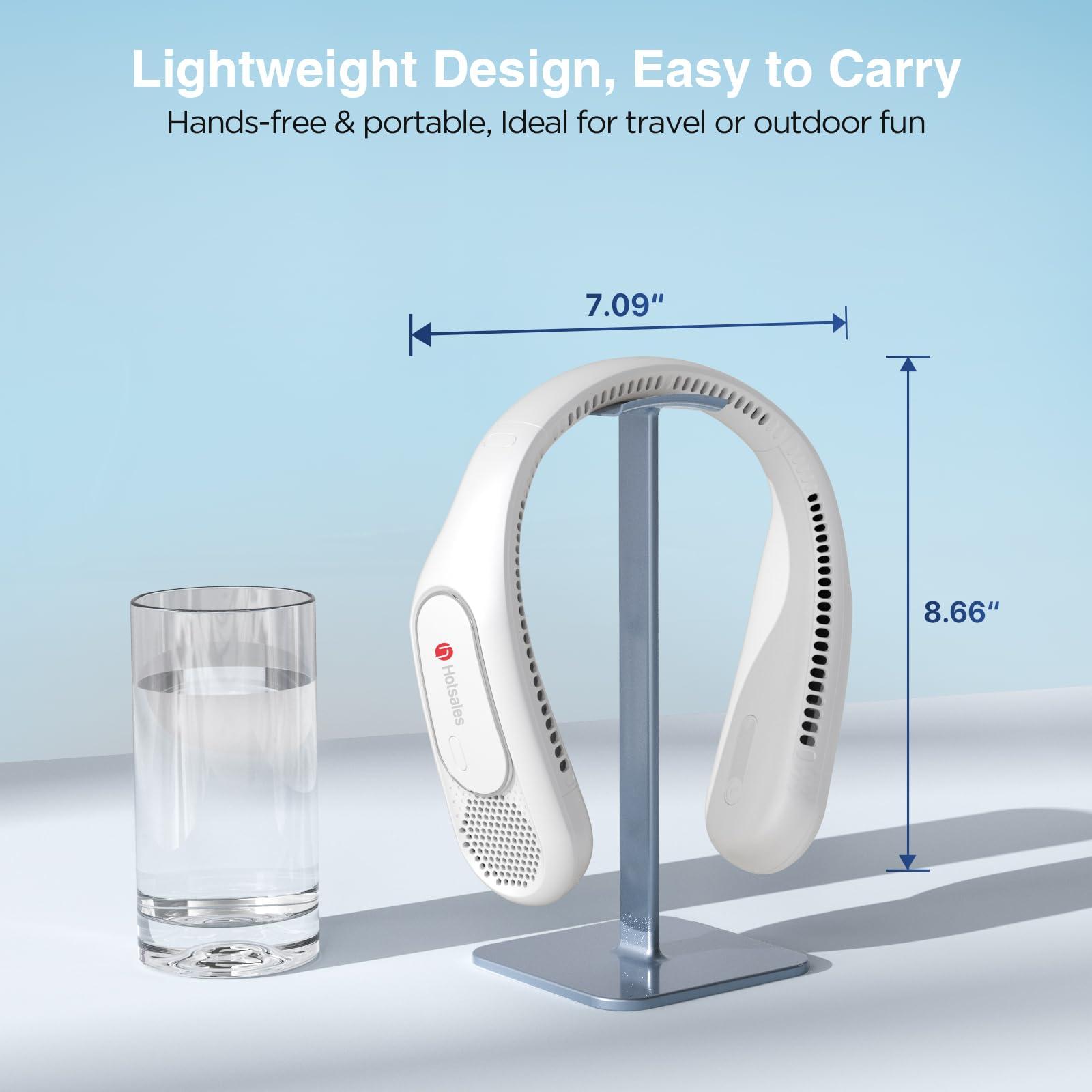 Hotsales Neck Fan, Hands Free Bladeless Neck Fans Portable Rechargeable, 6000 mAh Battery Operated Wearable Personal Fan, Cooling Neck Fan, 3 Speeds, USB Fan Gifts for Men, Women, Travel, Outdoor - Image 2