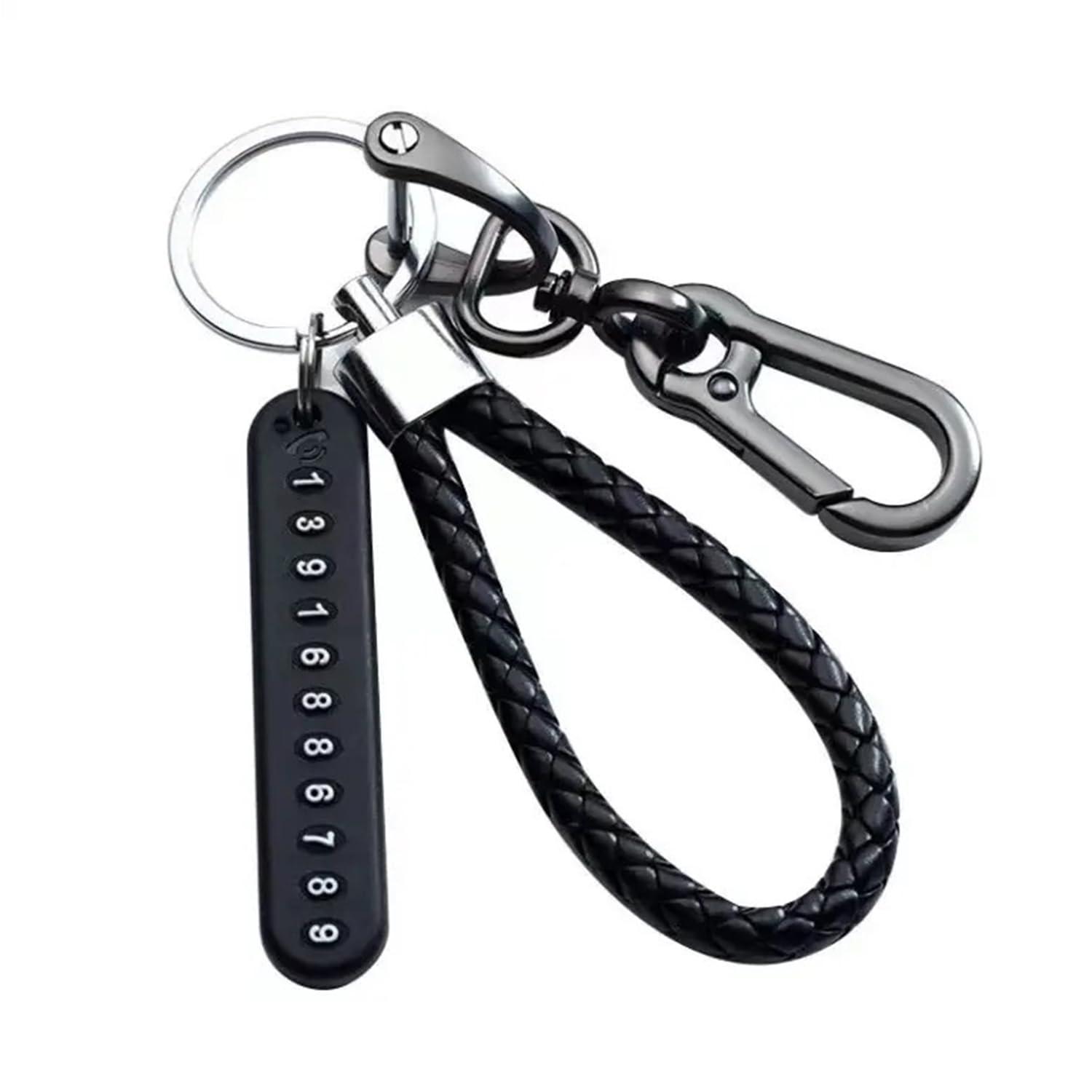 Nyza Keychain Anti-Lost for Keys With Phone Number Tag Metal Keychain Double Pendant Keyring for Car, Bike, Office Home, Multicolor