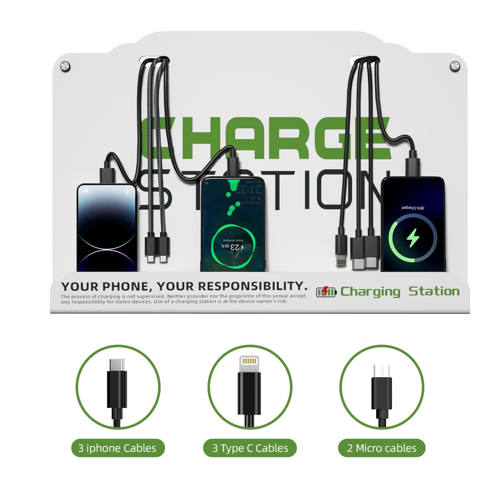 Wall Mount Cell Phone Charging Station for Famil Business Public Community | 8 Ports High Speed Cables | Compatible with iPad, Samsung, Android,Tablets and More - Image 3