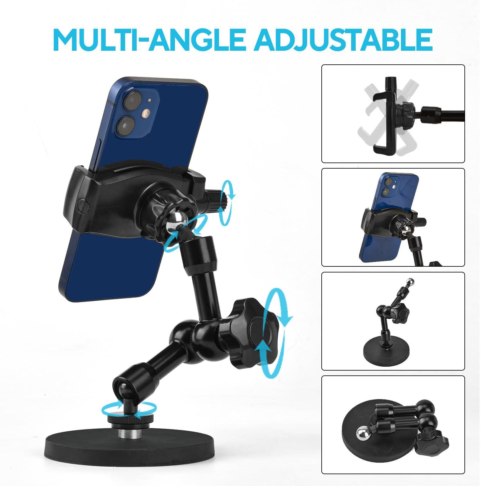 HOYXUN Magnetic Phone Holder for Gym/Tractor/Boat/Forklift, Heavy Duty Gym Magnetic Phone Holder Mount with 3.46" Super Strong Magnetic Base, 360 Adjustable Metal Arm, Fit for All Smartphones - Image 3