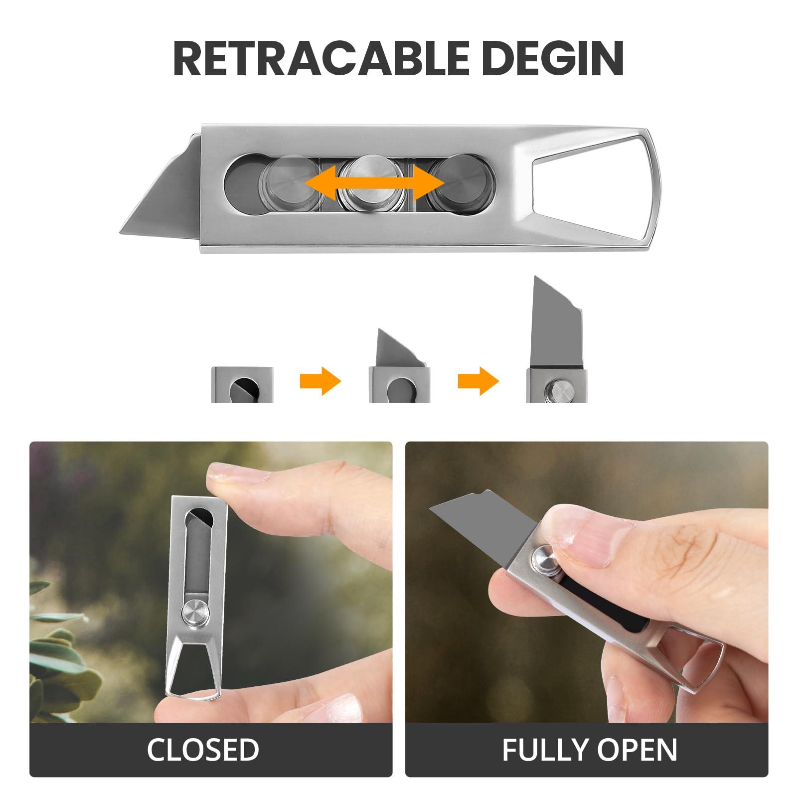 ITOKEY 2 Pack Small Pocket Knife, Keychain Box Cutter, Mini Pocket Knife with 0.78 inch Sharp Blade, EDC Utility Knife for Everyday Carry, Safety Box Opener Tool for Office, Cool Gadgets for Men Women - Image 4