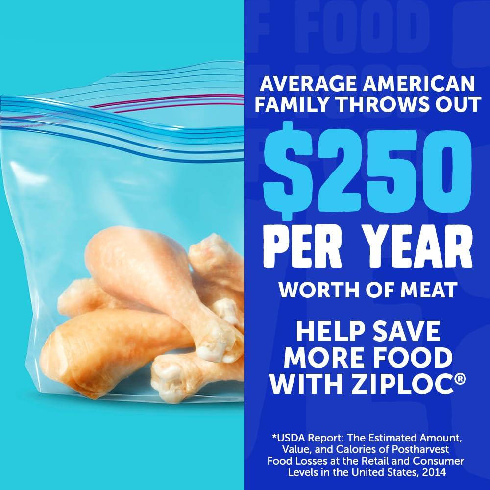 Ziploc Half Gallon Food Storage Freezer Bags, Grip 'n Seal Technology for Easier Grip, Open, and Close, 40 Bags Total - Image 3