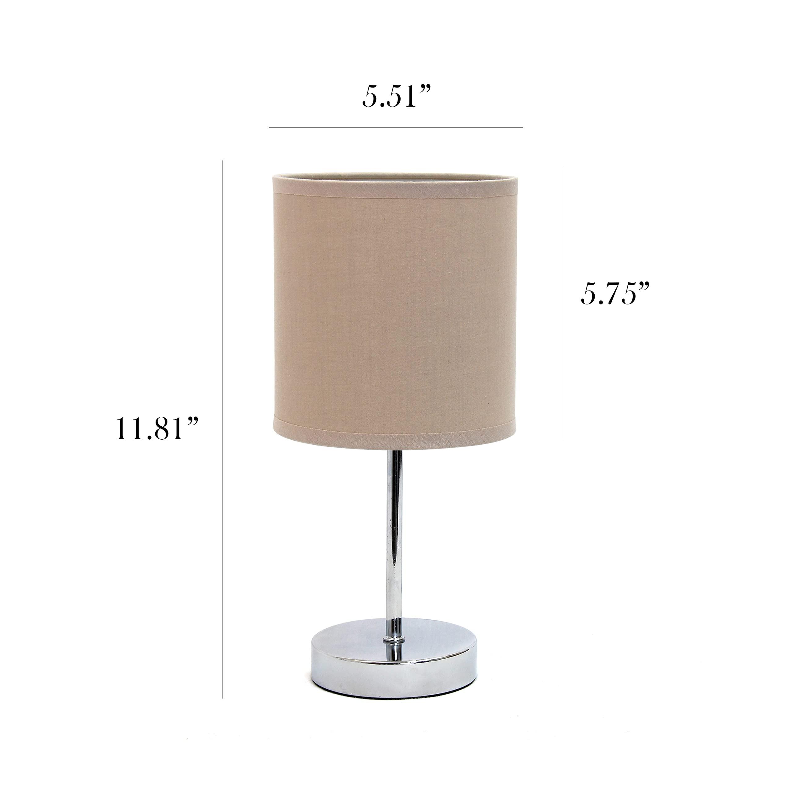Simple Designs LT2007-GRY Chrome Mini Basic Stick Table Lamp with Fabric Shade, Gray - Image 3