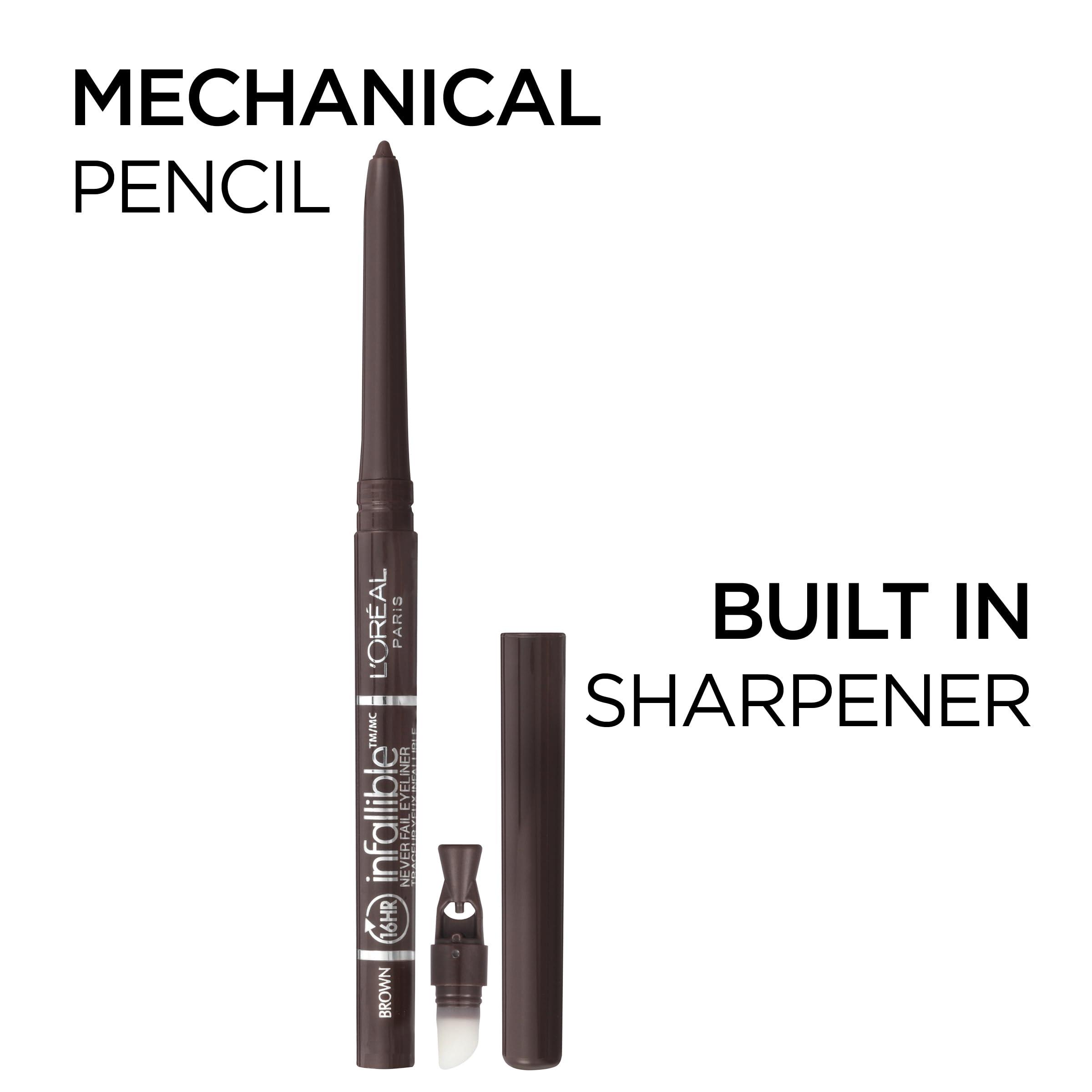 L'Oreal Paris Makeup Infallible Never Fail Original Mechanical Pencil Eyeliner with Built in Sharpener, Black Brown, 1 Count - Image 2