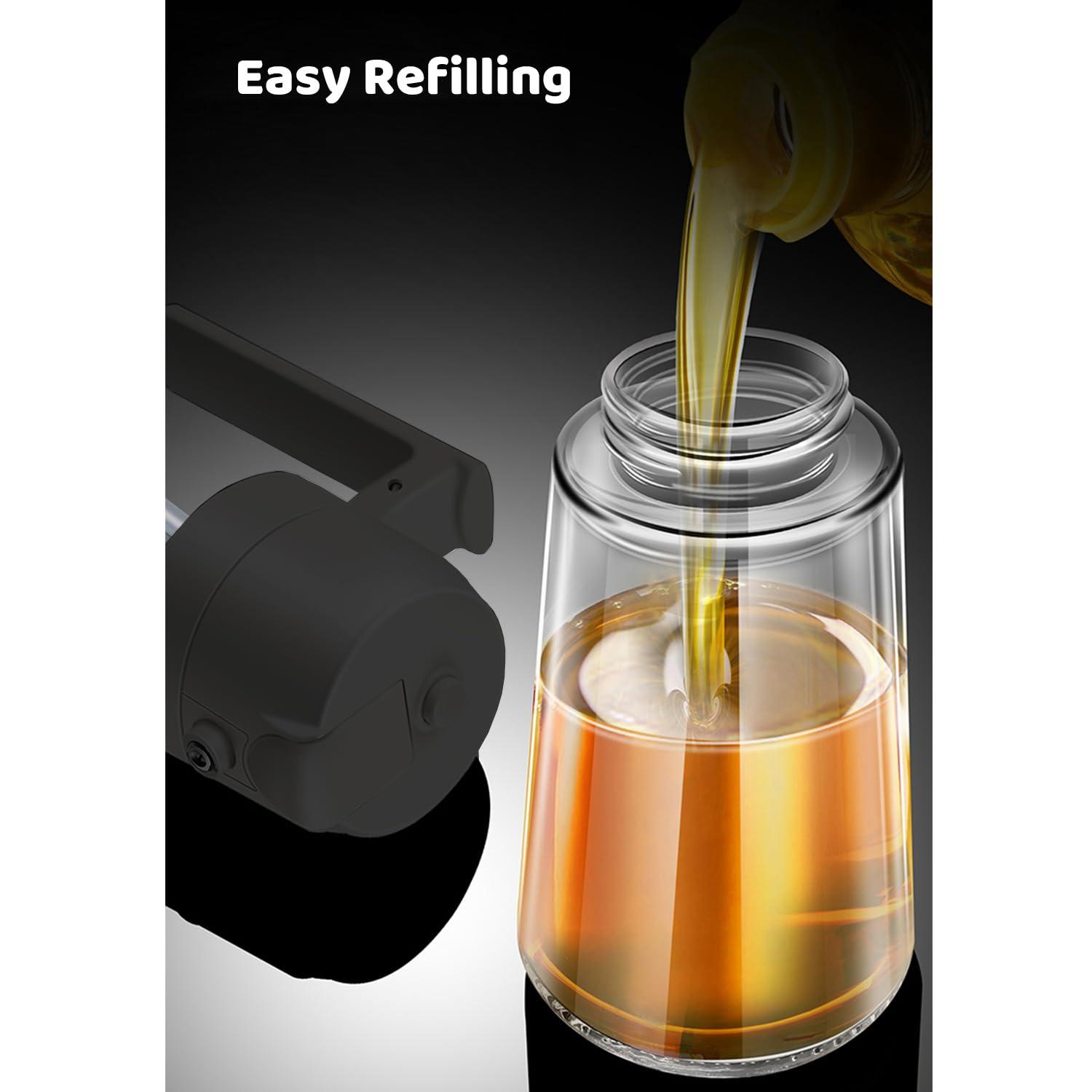 Besosay Oil Sprayer for Cooking, 16oz/470ml Premium Glass Bottle, 2 in 1 Olive Oil Dispenser Bottle, Food-grade Oil Mister for Air Fryer, Salad, Frying, BBQ - Image 5
