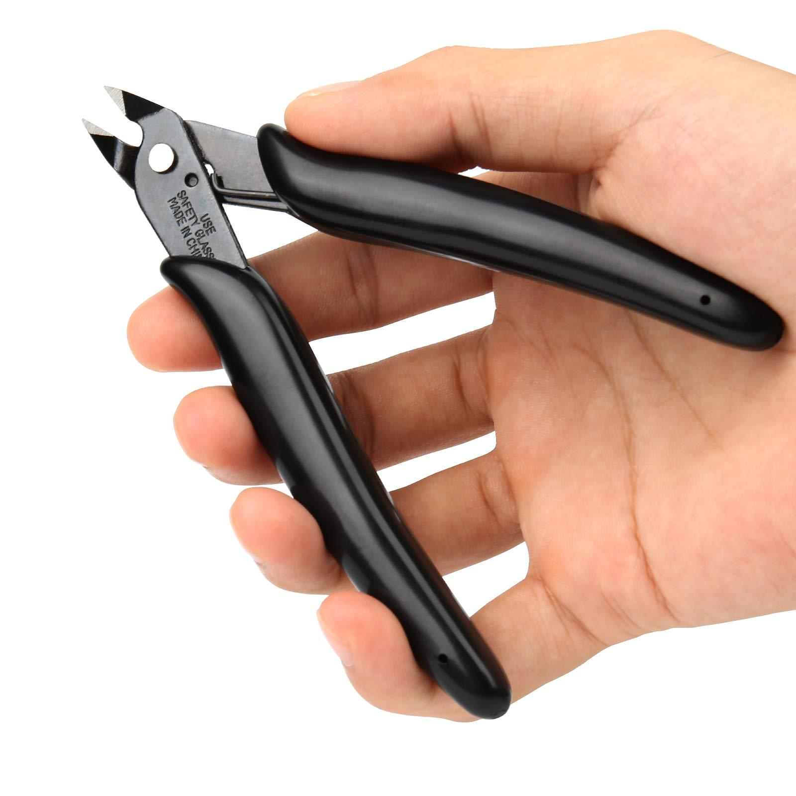 BOENFU BF-170 Micro Wire Cutter Jewelry Wire Cutters Zip Tie Cutters 2-Pack Flush Cut Nippers Precision Small Side Cutting Pliers for 3d Print, Plastic Models, Jewelry, Electronics, Black, 5 Inches - Image 6