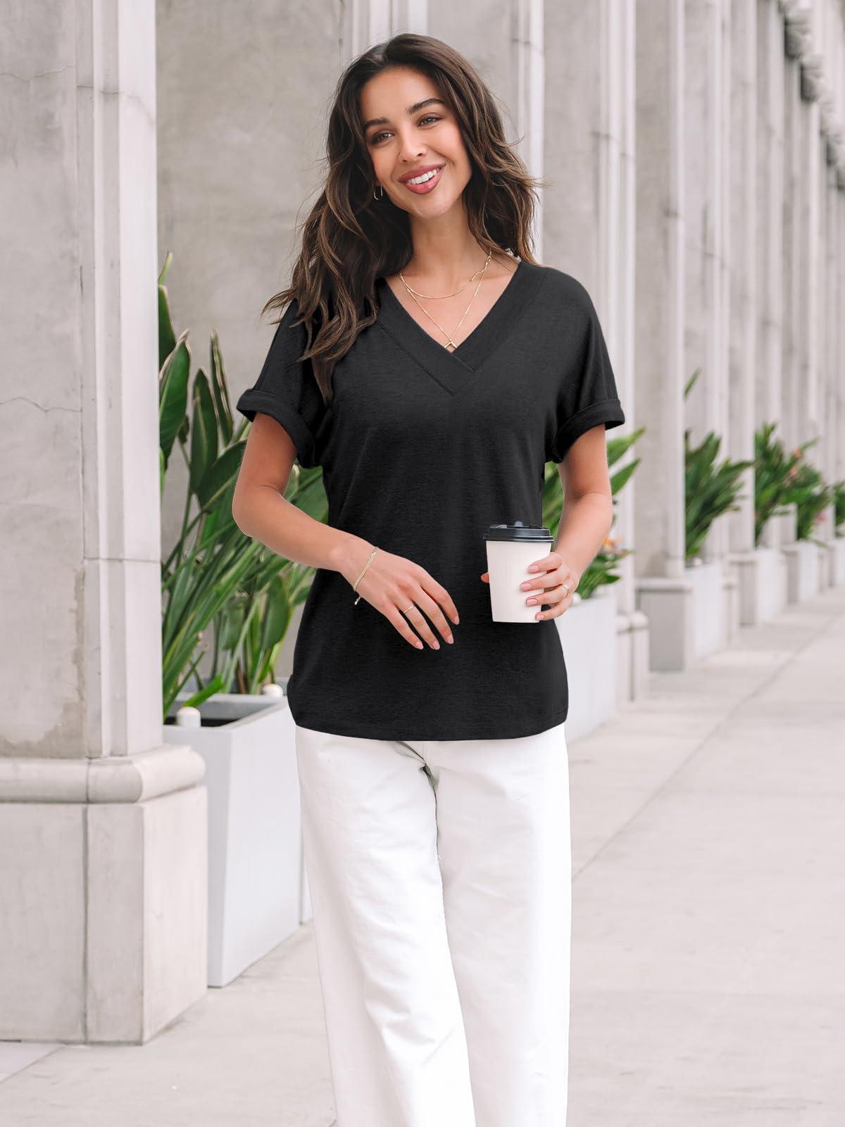 AUTOMET Womens Tops Short Sleeve T Shirt Summer V Neck Casual Top 2025 Spring Cute Basic Trendy Outfits Fashion - Image 2