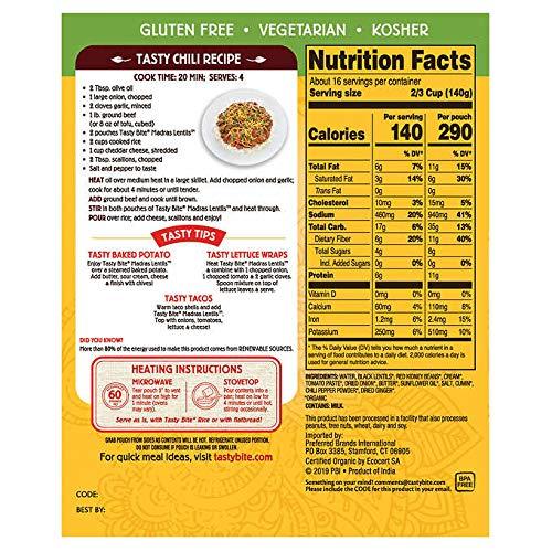 Tasty Bite Organic Vegetarian All Natural Indian Madras Lentils: Lentils, Red Beans, & Spices Simmered in a Creamy Tomato Sauce - 8 ct. (10 oz.) - Image 2