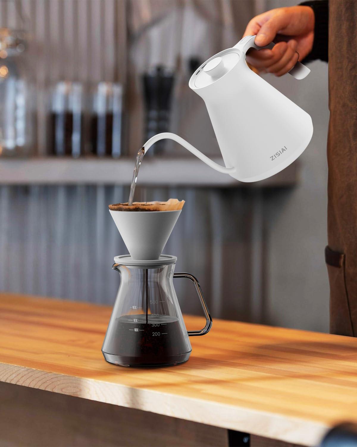 ZISIAI Gooseneck Electric Kettle, Electric Tea Kettle,Goose Neck Kettle Pot with AI Control, Stainless Steel Inner, Quick Heating, for Pour Over Coffee, Brew Tea,0.7L White - Image 7