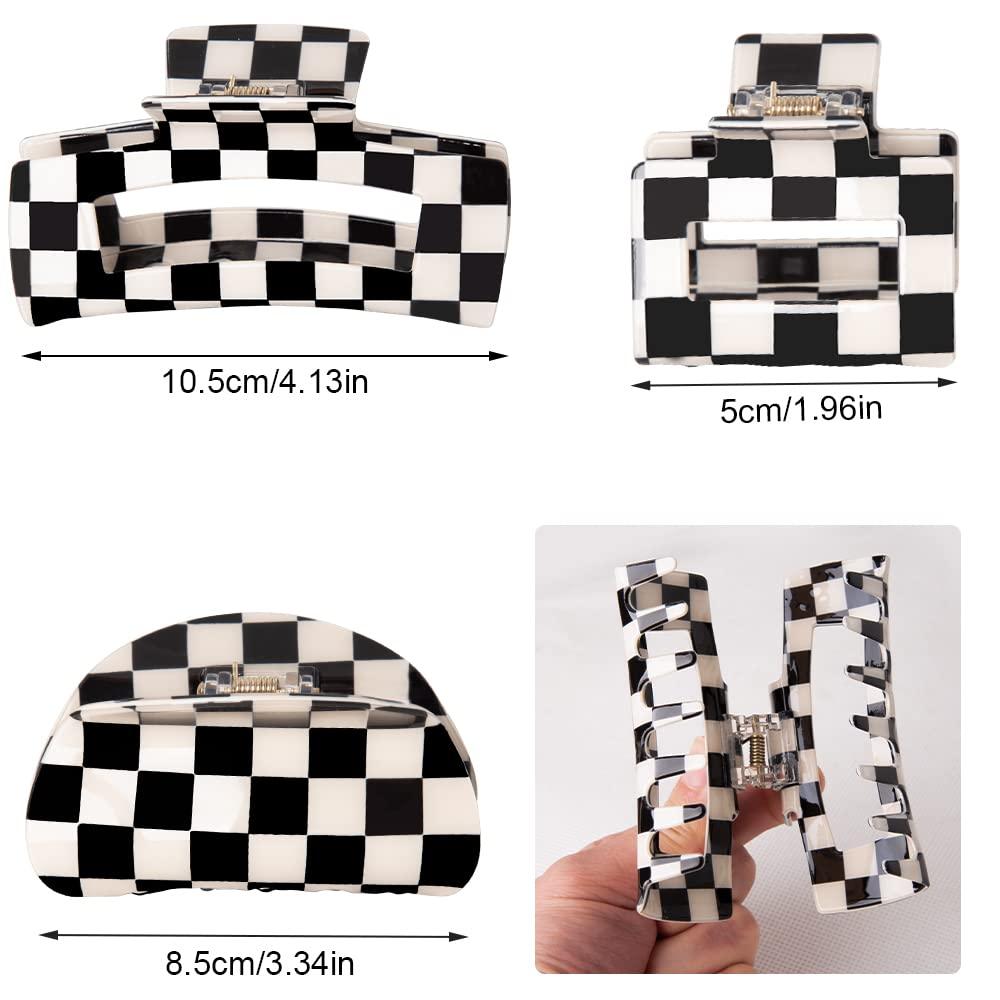 Bmobuo Vintage Checkered Y2K Hair Barrettes, Aesthetic 3Pcs Claw Clips for Women and Girls - Image 7