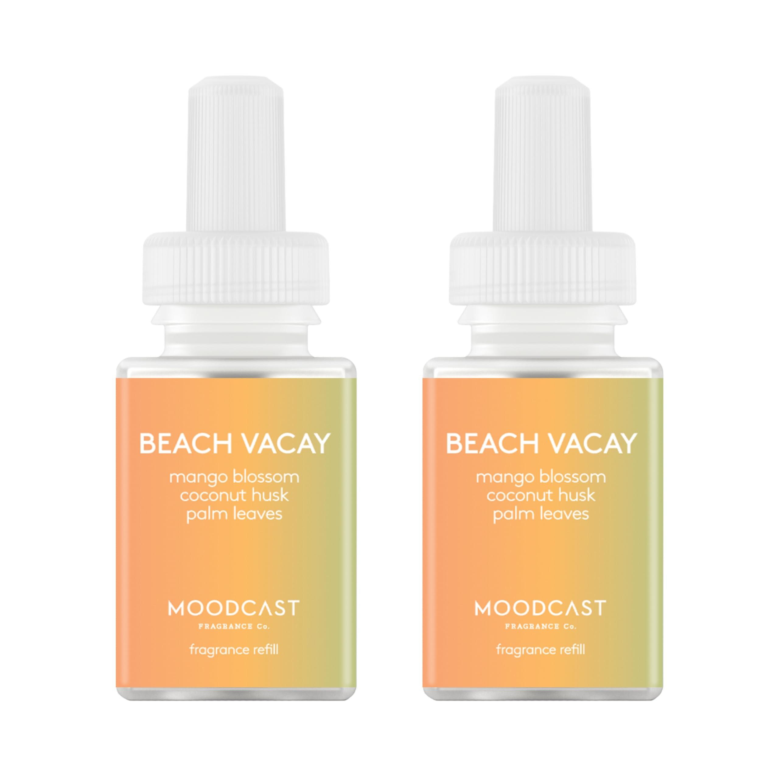 Pura & Moodcast Home Scent Refill - Smart Home Air Diffuser - Up to 120-Hours of Premium Fragrance per Refill - Household Essential - Clean & Safe Diffuser Fragrance - 2 Pack, Beach Vacay