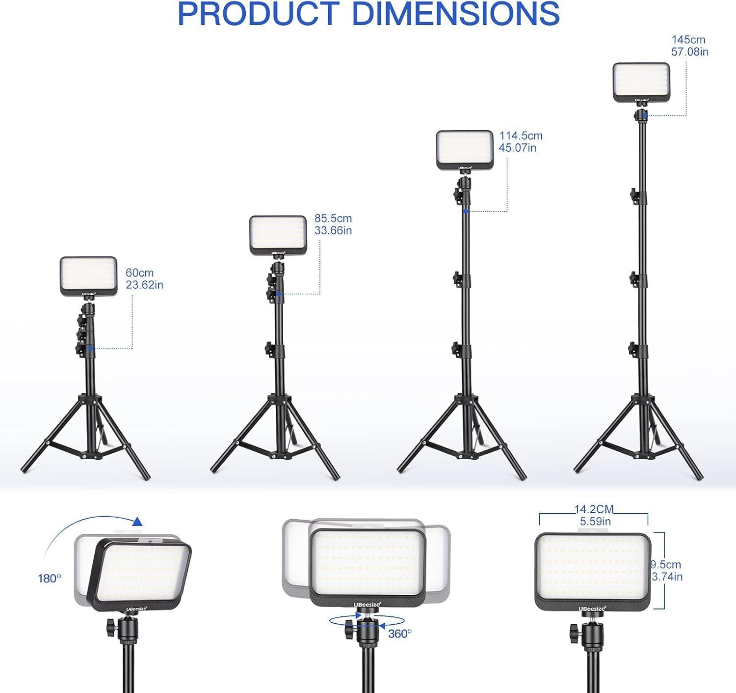 UBeesize LED Video Light Kit, 2Pcs Dimmable Continuous Portable Photography Lighting with Adjustable Tripod Stand & 5 Color Filters for Tabletop/Low-Angle Shooting, for Zoom, Game Streaming, YouTube - Image 6