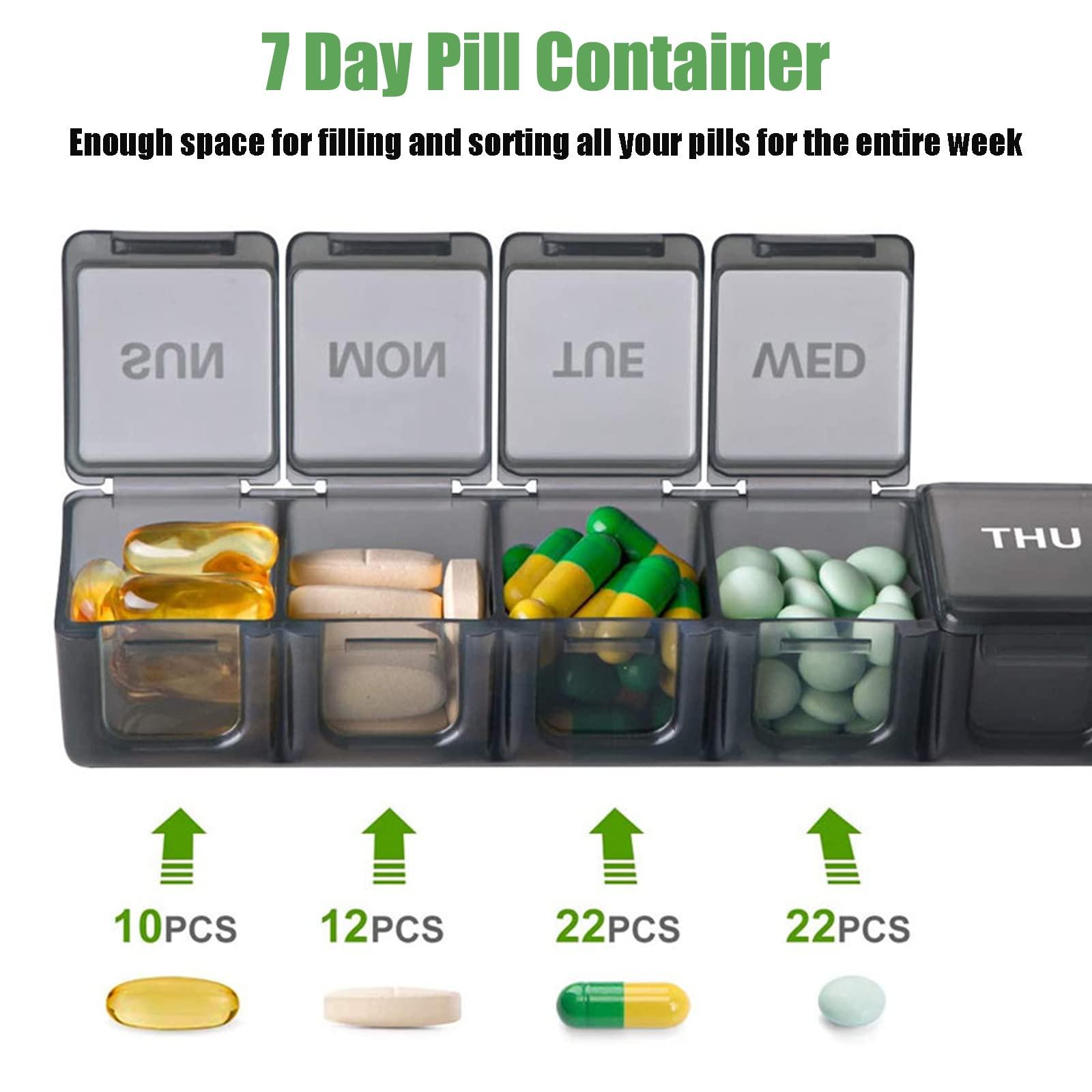 2 Pack Weekly Pill Organizer, Large 7 Day Pill Case, Daily Vitamin Case Medicine Box, AM/PM Pill Containers for Medicine Supplements Fish Oil（White & Black） - Image 4