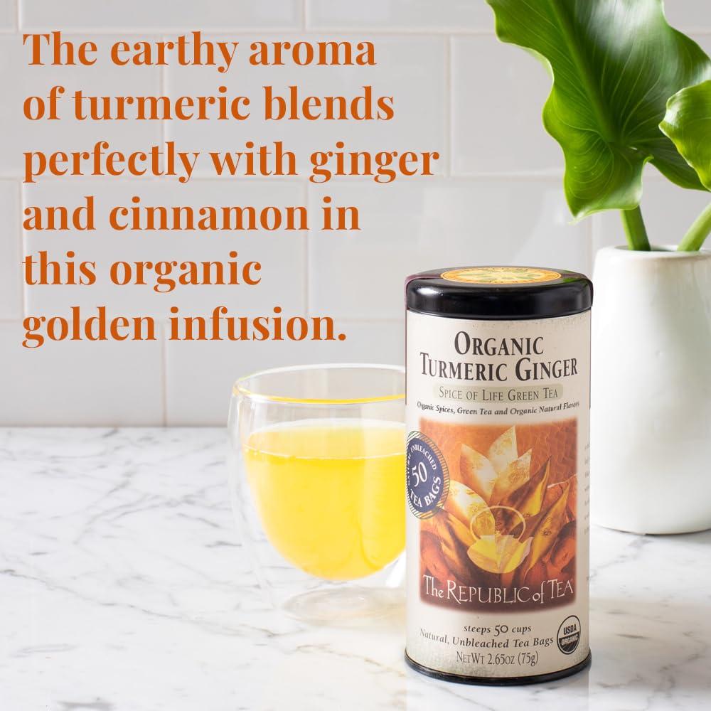 The Republic of Tea — Organic Turmeric Ginger Green Tea Tin, 50 Tea Bags, Naturally Caffeinated - Image 4