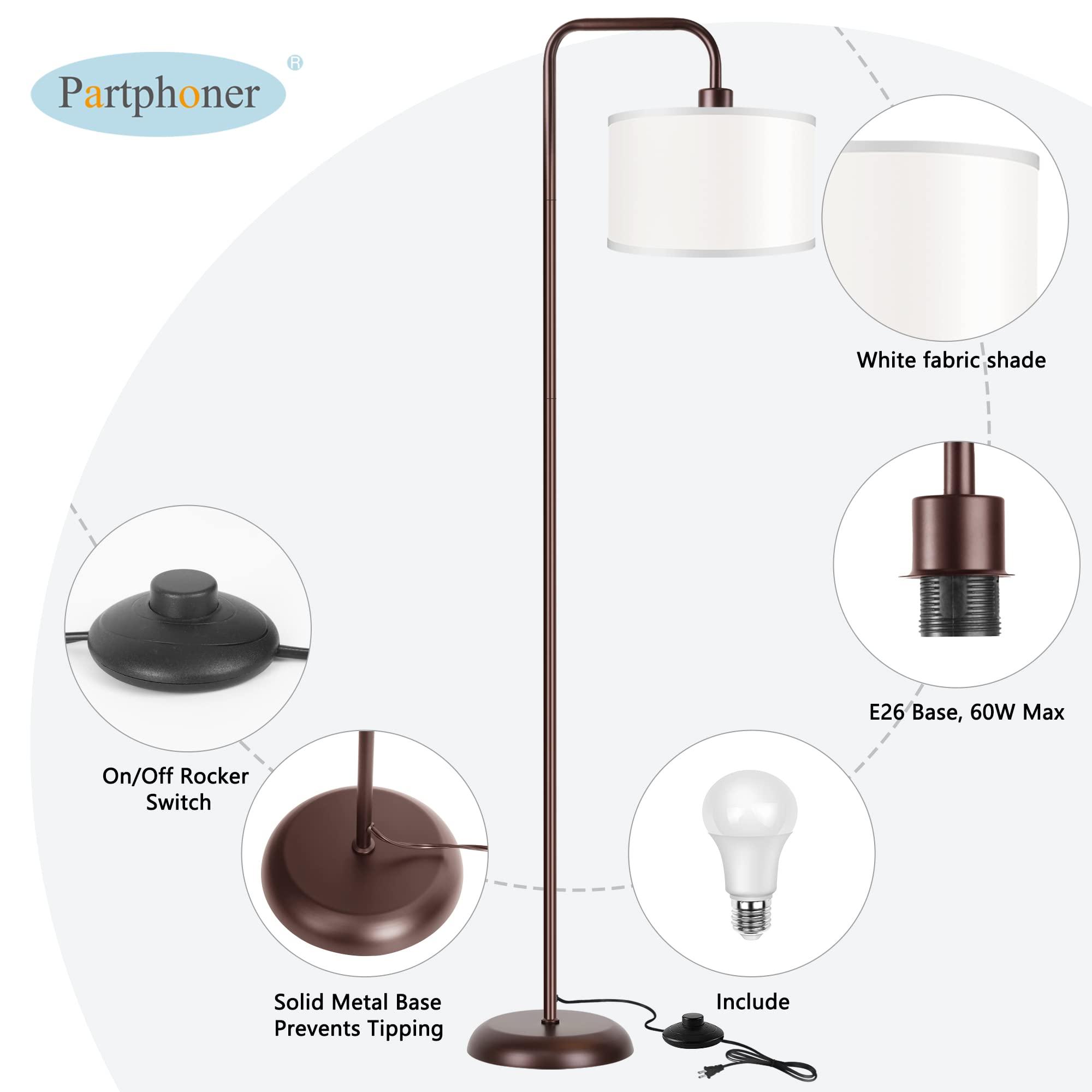 PARTPHONER LED Floor Lamp for Living Room, 3 Color Temperature, with Foot Switch, 9W Bulb Included, Oil Rubbed Bronze - Image 5