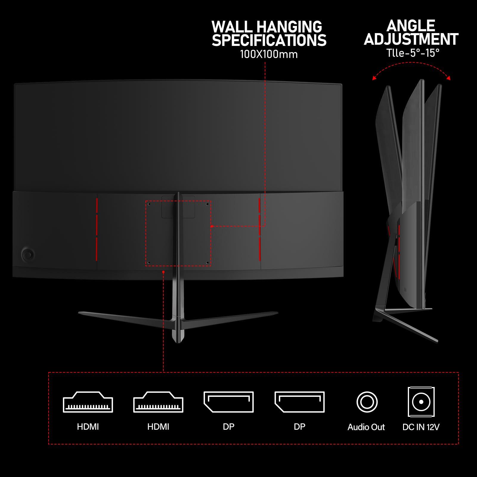 Gawfolk 2K 165Hz Curved Monitor, 27 Inch QHD 2560x1440p 144Hz Gaming Monitor with AMD FreeSync, Flicker-Free, 2X HDMI 2.0, DP 1.4, Ultra-Thin Frameless 1800R Screen PC Monitor - Image 7