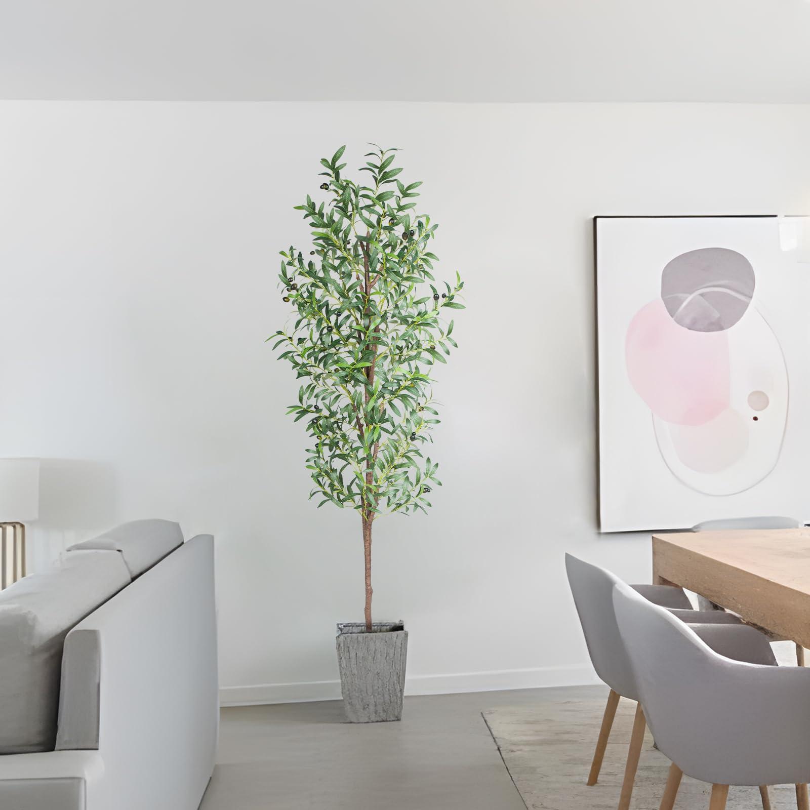 CETRD Artificial Olive Tree, 6FT Tall Faux Olive Trees 72in Outdoor Fake Potted Silk Plant with Trunk and Realistic 648 Leaves and 24 Fruits for Modern Office Home Decor Indoor（1pack） - Image 8