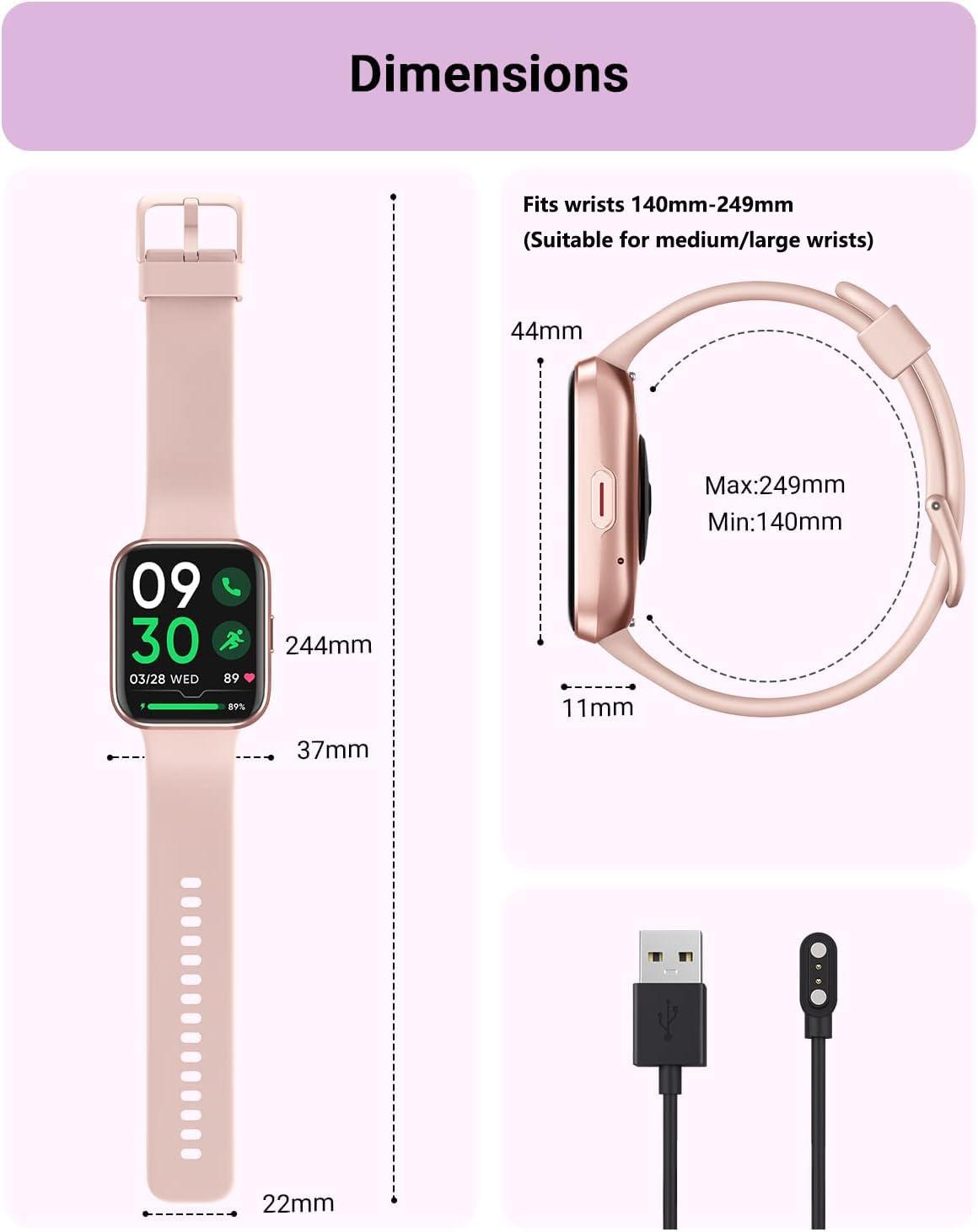 Smart Watch for Women Android & iPhone, Alexa Built-in, 1.8" Touch Screen Fitness Tracker with Answer/Make Calls, IP68 Waterproof Heart Rate/Sleep/SpO2 Monitor, Pedometer, 100+ Sport Modes - Image 7