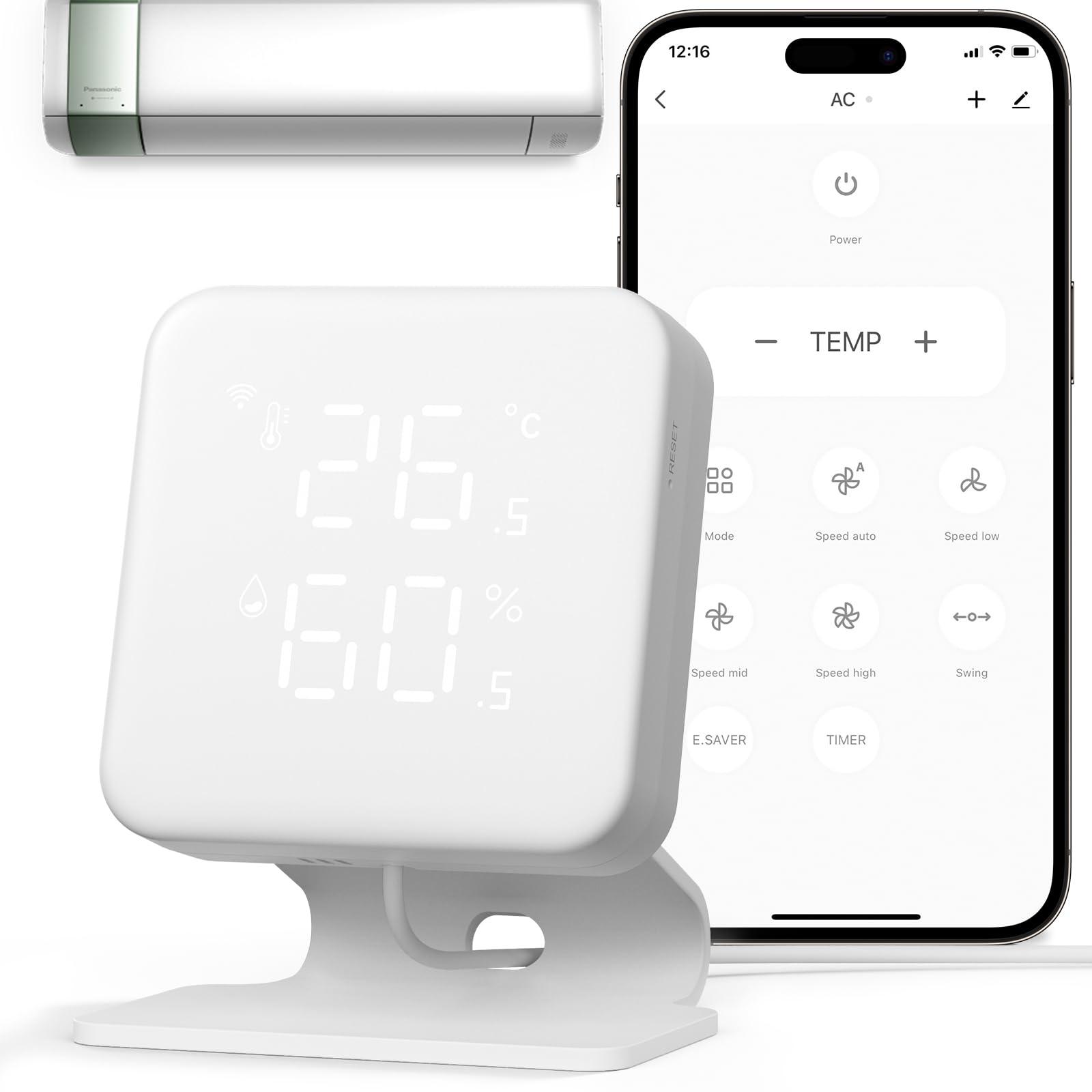 VENZ Smart Air Conditioner Controller, WiFi Thermostat for Home, IR Remote Control for Mini Split, Portable, Window AC & Heat Pumps, Programmable Smart Home Controller Compatible with Alexa, Google
