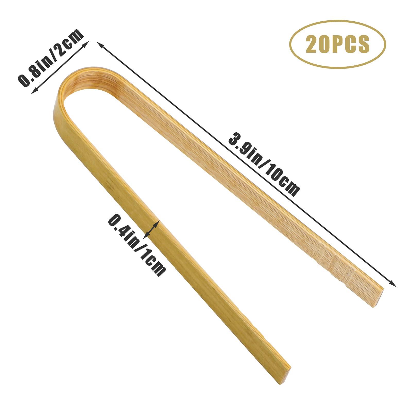 Luter 20pcs Wooden Disposable Cooking Utensils Mini Bamboo Tongs Natural Toast Tongs for Cooking - Image 3