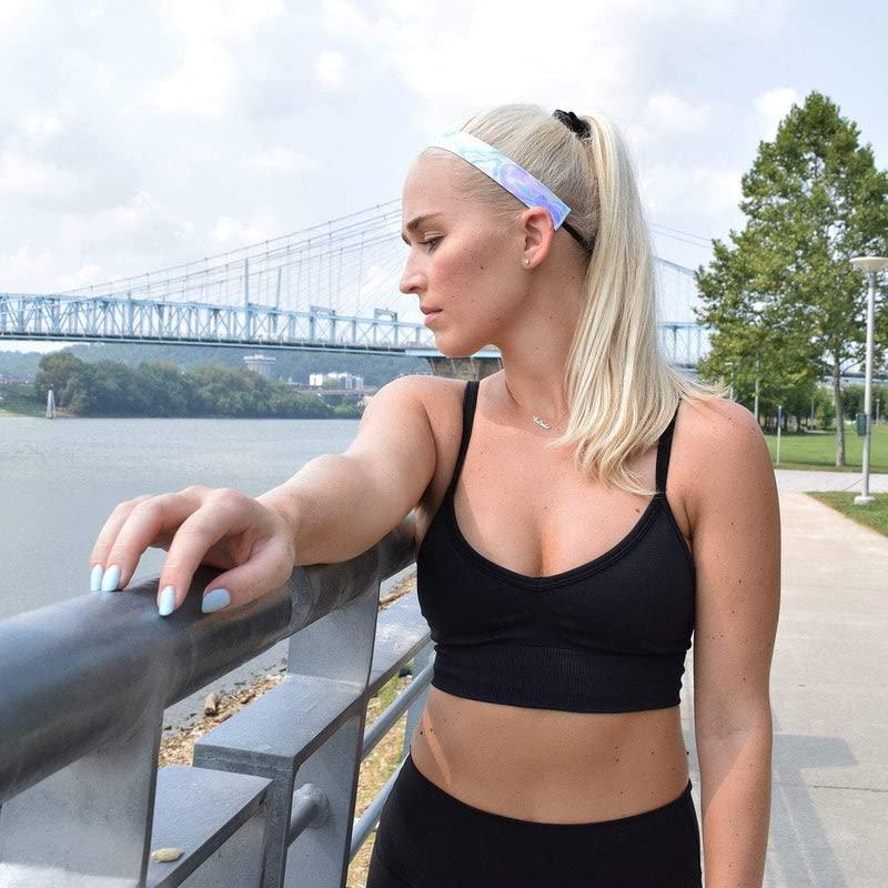 Sweaty Bands Womens Girls Headband - Non-Slip Velvet-Lined Sports Hairband - Holographic Pastels 1 Inch - Image 2