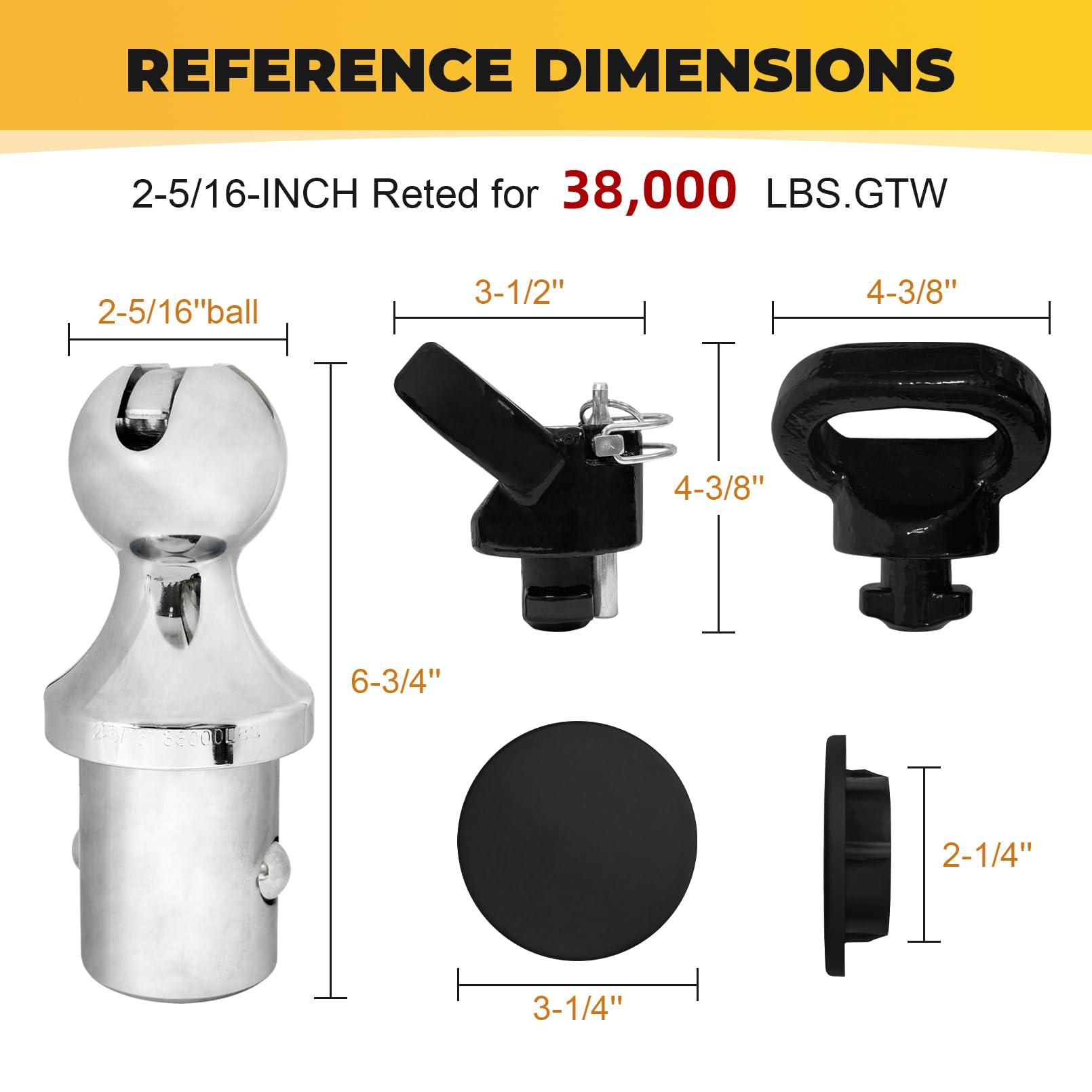 60618 Puck System 38000 LBS Gooseneck Hitch Ball Kit - Compatible with 2013-2024 Dodge RAM 2500 3500 - 2-5/16 Inch Gooseneck Ball for Truck Bed with 2 Pack Safety Chain Anchors - Image 2
