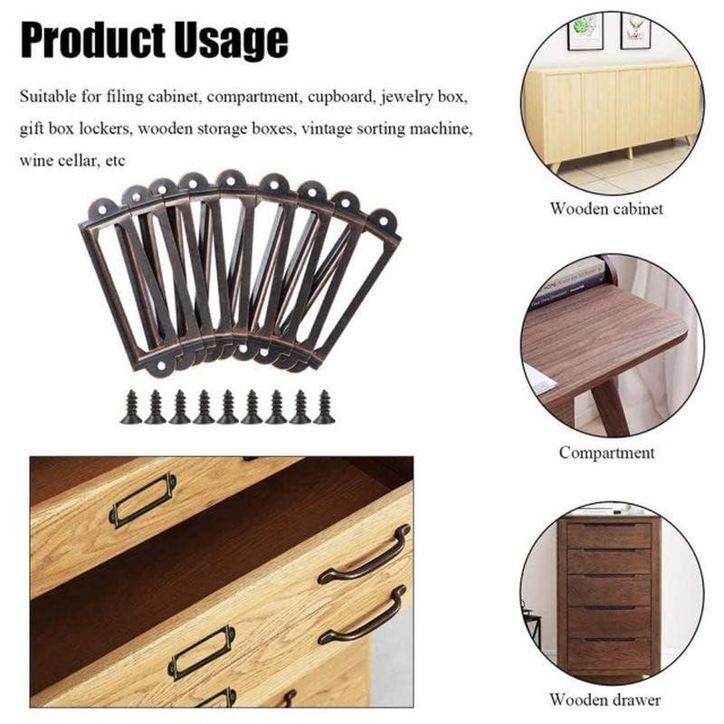 12Pcs Antique Brass Metal Label Pull Frame Handle File Name Card Holder for Furniture Cabinet Drawer Case - Image 5