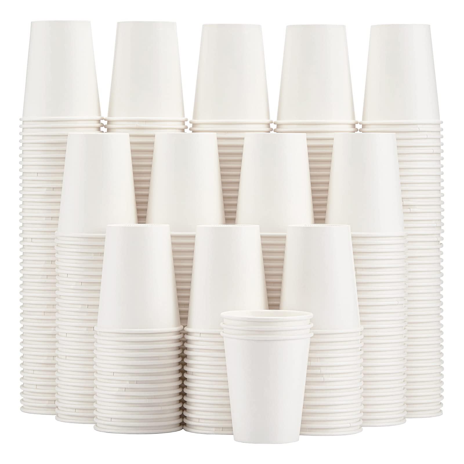 Lamosi 300 Pack Paper Cups 8 oz, Disposable Coffee Cups, Paper Coffee Cups 8 oz, White Hot/Cold Beverage Drinking Cup for Water Juice or Tea, Office Party Home Travel