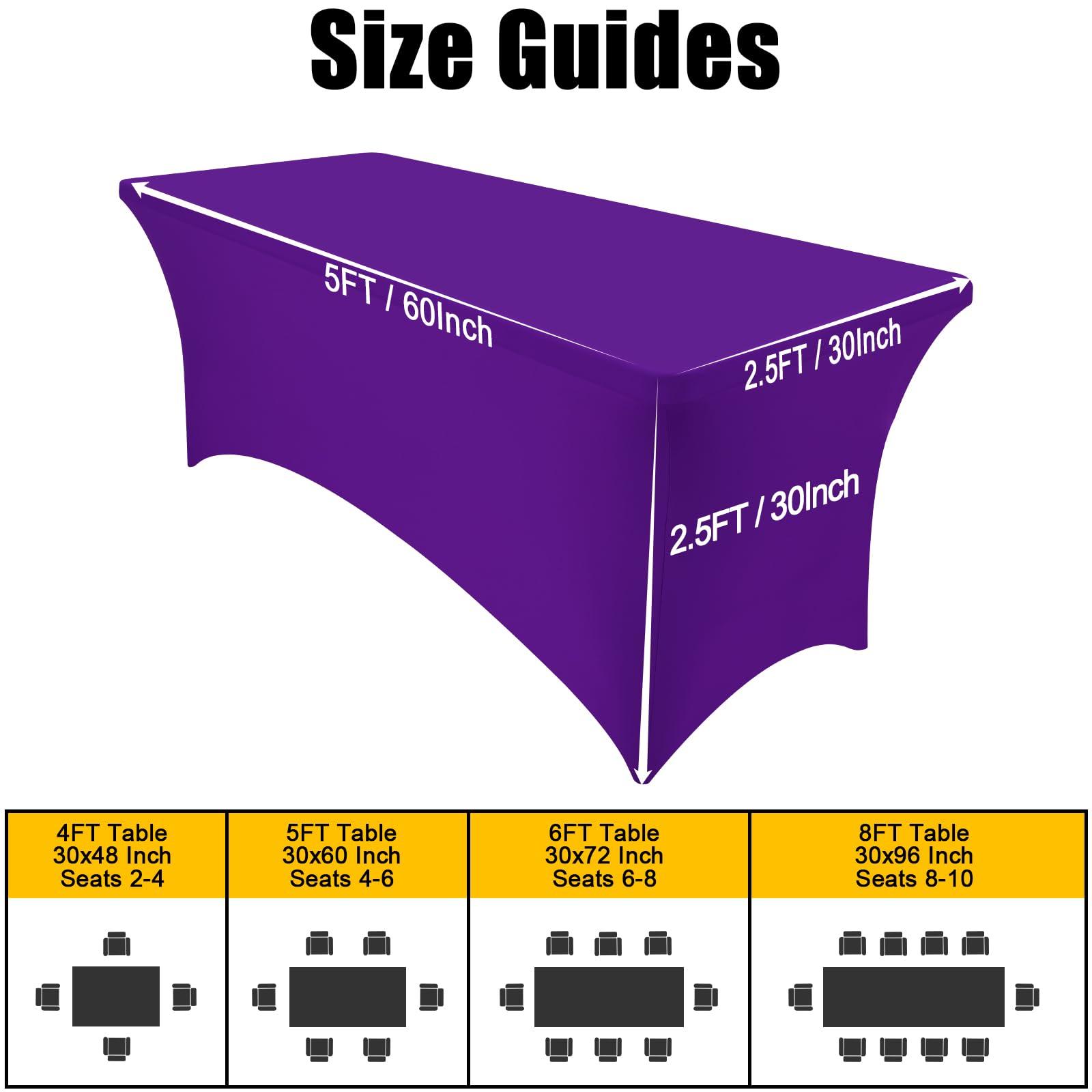 Smiry 2 Pack Spandex Table Cloth 6FT, Elastic Fitted Stretch Tablecloths for Rectangle Tables, Washable Table Cover for Outdoor, Wedding, Banquet & Parties (Purple, 72Lx30Wx30H Inch) - Image 7