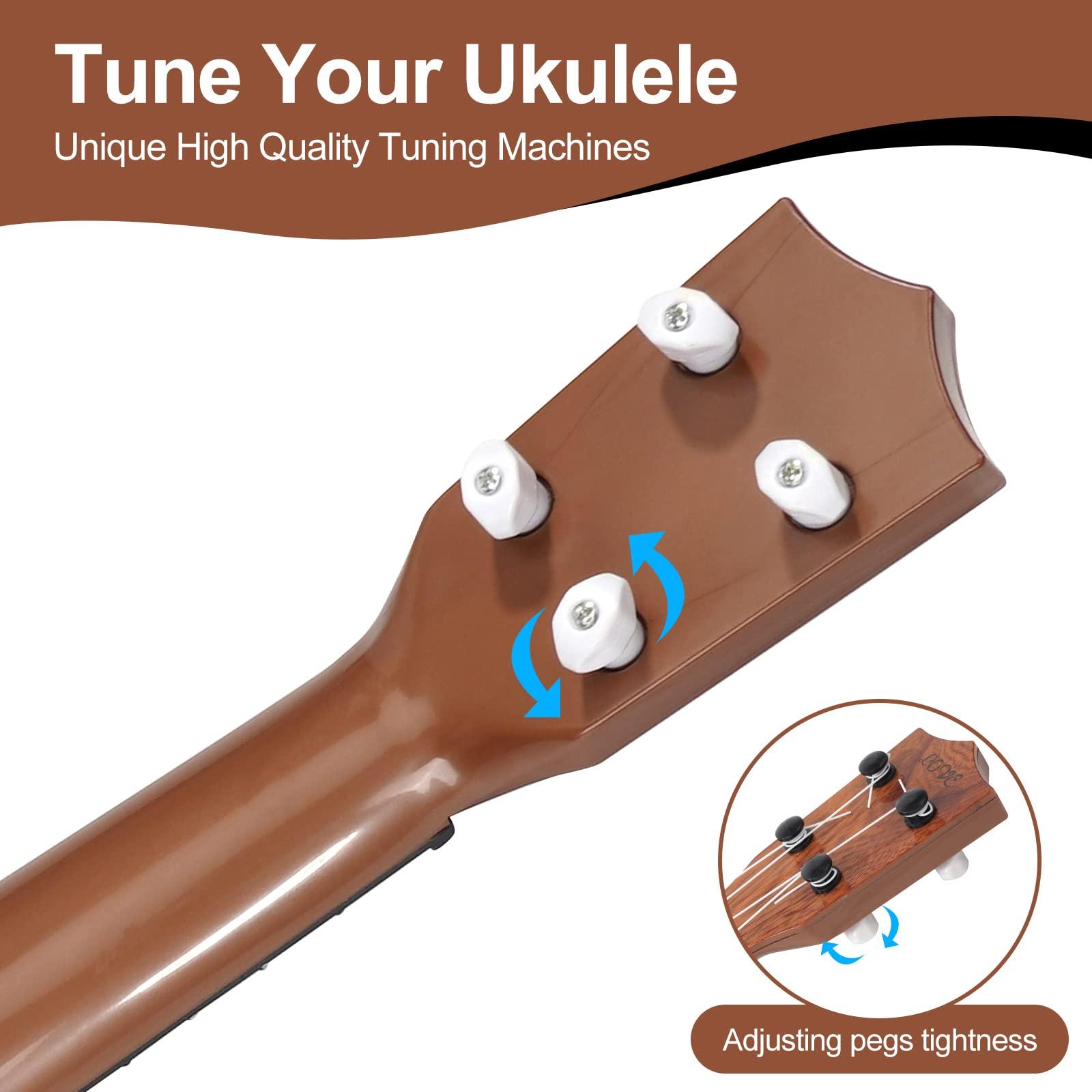 Raimy 17in Kids Ukulele Guitar - 4 Strings Mini Guitar Children Musical Instruments Educational Toys with Picks for Toddler Kids Boys Girls Beginner (Mahogany) - Image 5