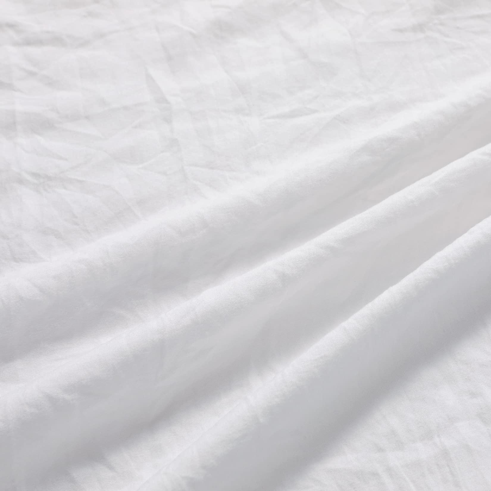 CAROMIO White Ruffle Duvet Cover Queen Size, 3PCS Soft Washed Microfiber Vintage French Country Duvet Cover Set for Queen Bed, White, 90x90 in - Image 5
