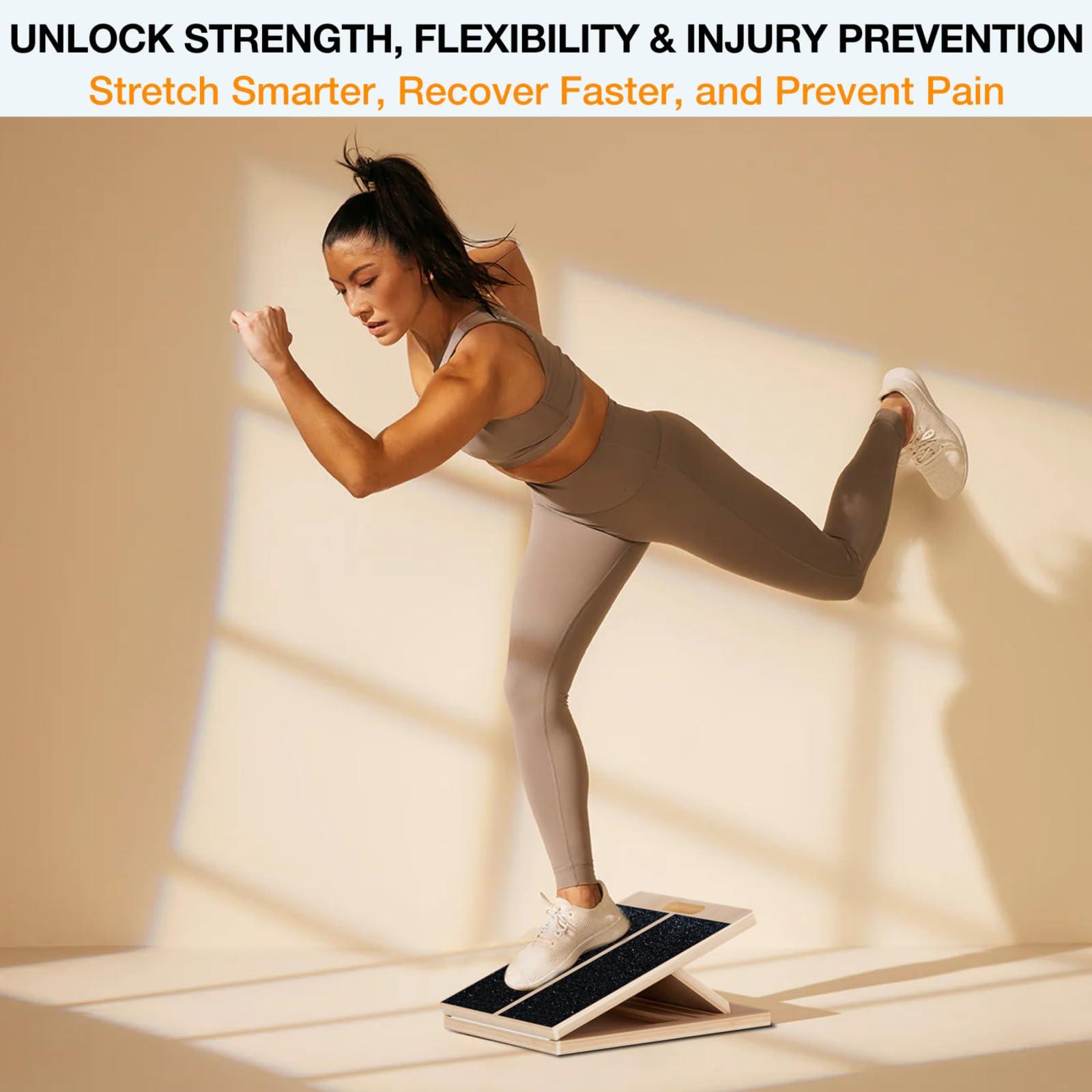 TEMI Slant Board for Calf-Stretching - Wooden Incline Wedge Stretcher for Squats, Foot & Ankle Mobility, Portable Fitness Equipment, Balance Block for Heel Stretch - Image 7