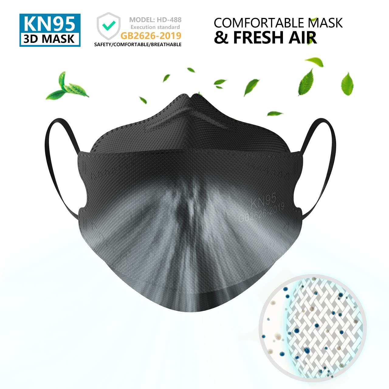 KIMARS KN95 Face Masks 50 Pack, Breathable Comfortable and Disposable KN95 Mask, Black - Image 5