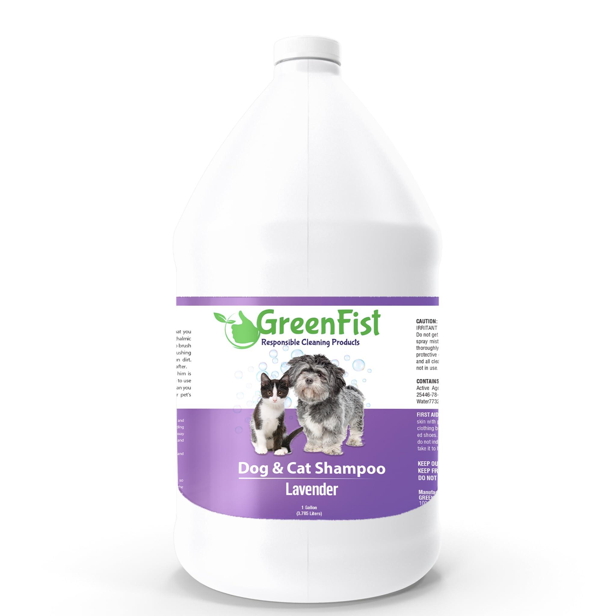 GreenFist Pet Shampoo Conditioner for Dogs & Cats Care Intense Cleaning Power Sooth Skin Made in USA (Lavender 1 Gallon)