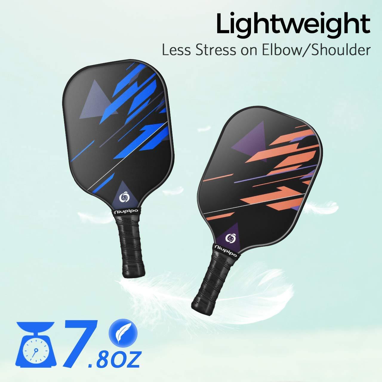niupipo Pickleball Paddles Set of 2/4, USAPA Approved Lightweight Pickleball Rackets, Durable Fiberglass Surface with Polypropylene Honeycomb Core, Cushion Grip and Carry Bag - Image 3