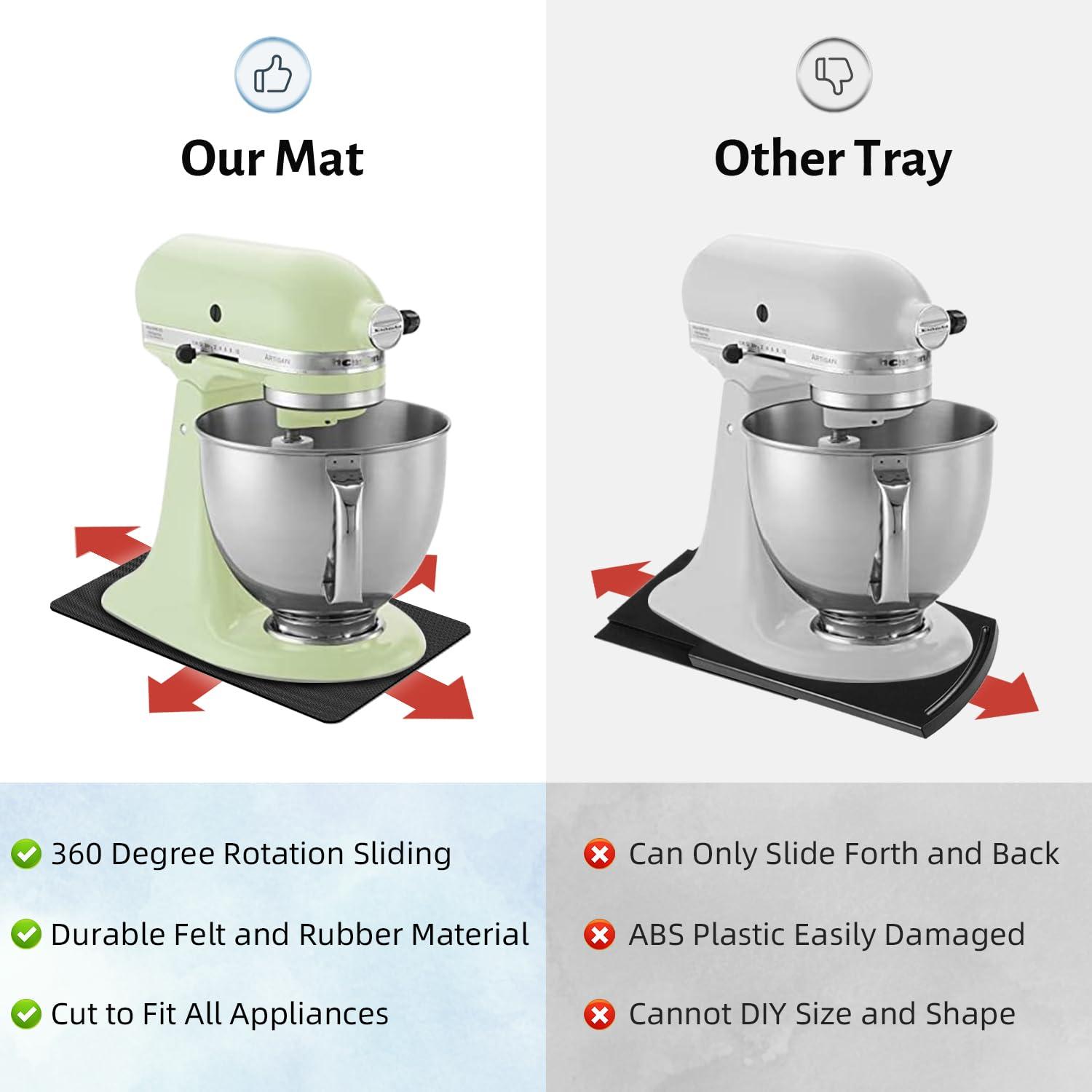 LOPNUR 14"x10" Small Appliance Slider, Appliance Sliders for Kitchen Appliances, 360° Rotating Sliding Tray for Coffee Maker, Heat Resistant Mat Cut to Fit Stand Mixer Air Fryer Microwave, Gray - Image 4