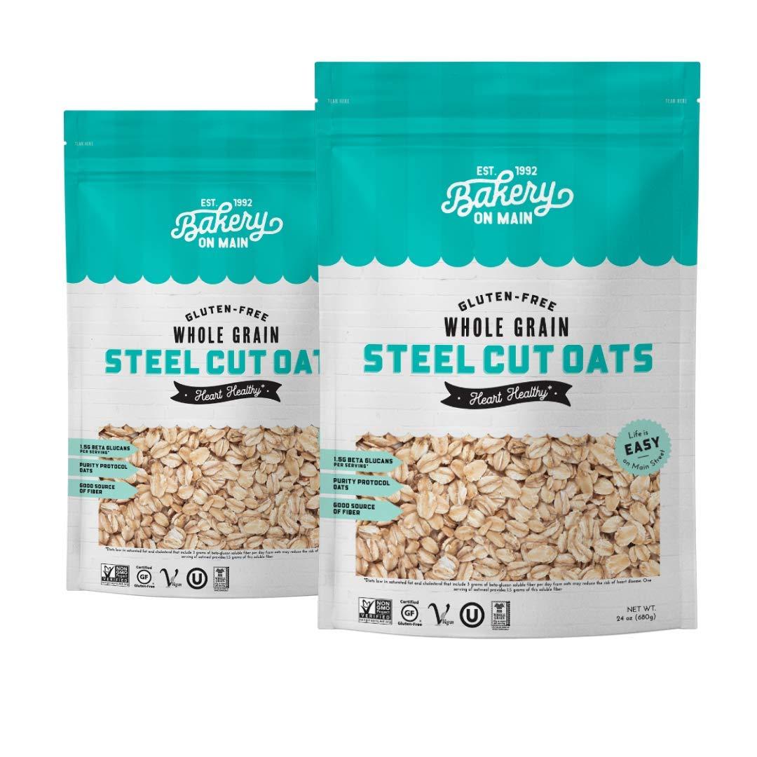 Bakery On Main Steel Cut Oats - Gluten Free, Non-GMO Project Verified, Purity Protocol, Kosher, Resealable Bag, 24oz (Pack of 2)