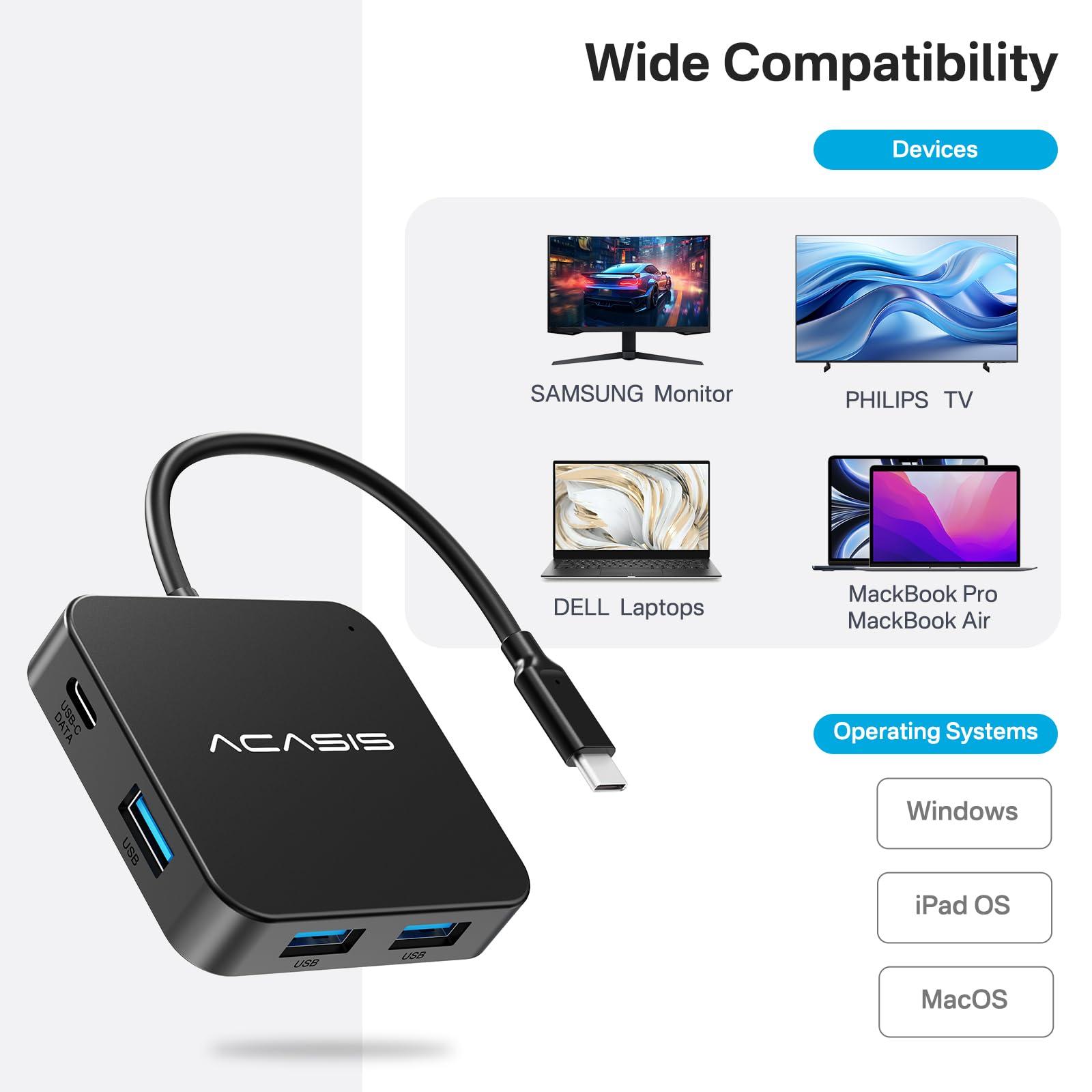 USB C Hub 10Gbps, Multiport Adapter with 4K 60Hz HDMI, 100W Power Delivery, USB A3.2 Data Port, USB C to HDMI Adapter for MacBook, Dell, Lenovo, Surface, iPad PRO, XPS(Black) - Image 6