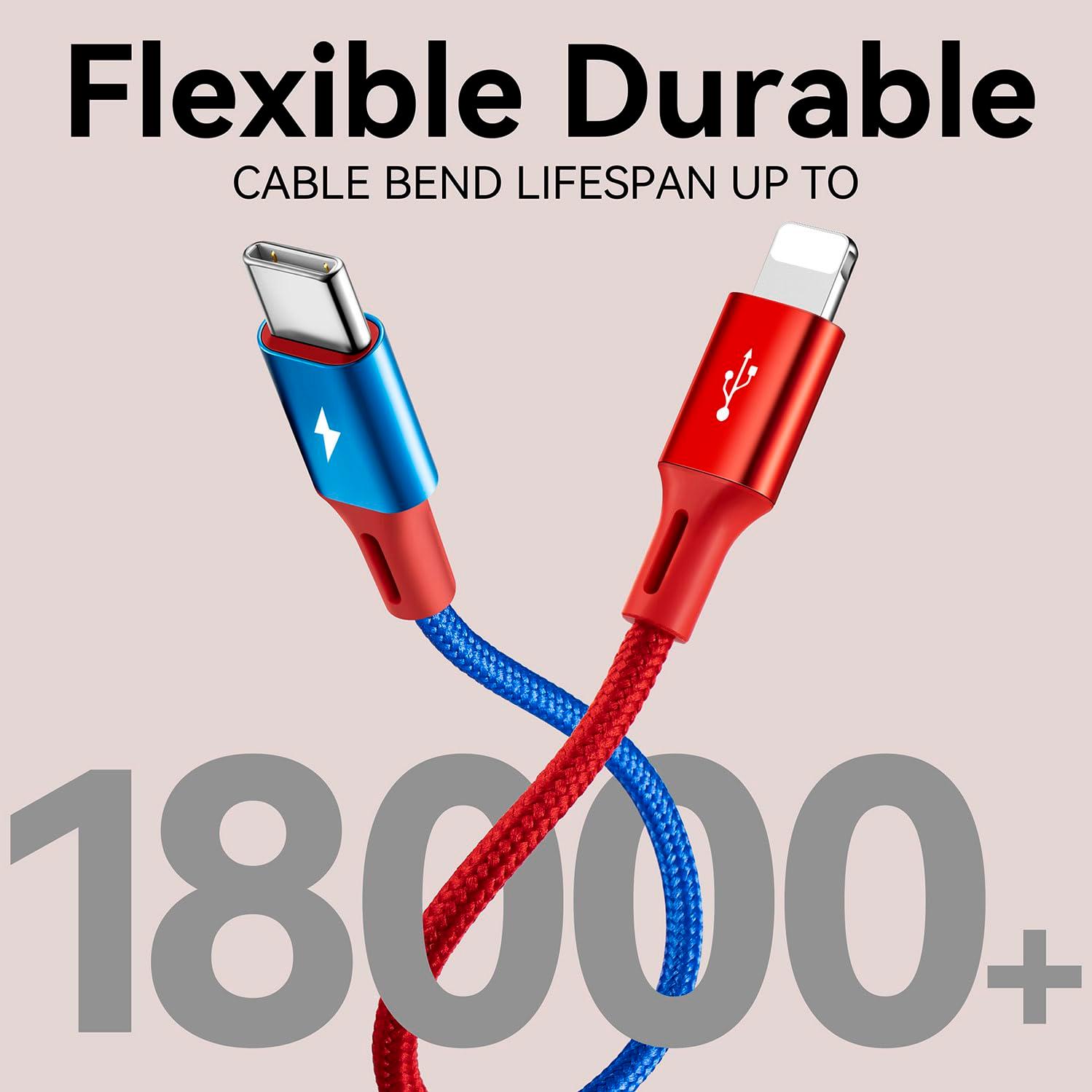 Multi Charging Cable 3.5A, [2Pack 6Ft] 4 in 1 Fast Charging Cable, Multi Charging Cord, Multi USB Cable Adapter with IP/Type C/Micro Ports for Cell Phones/iPhone/Samsung Galaxy/PS/Tablets & More - Image 5