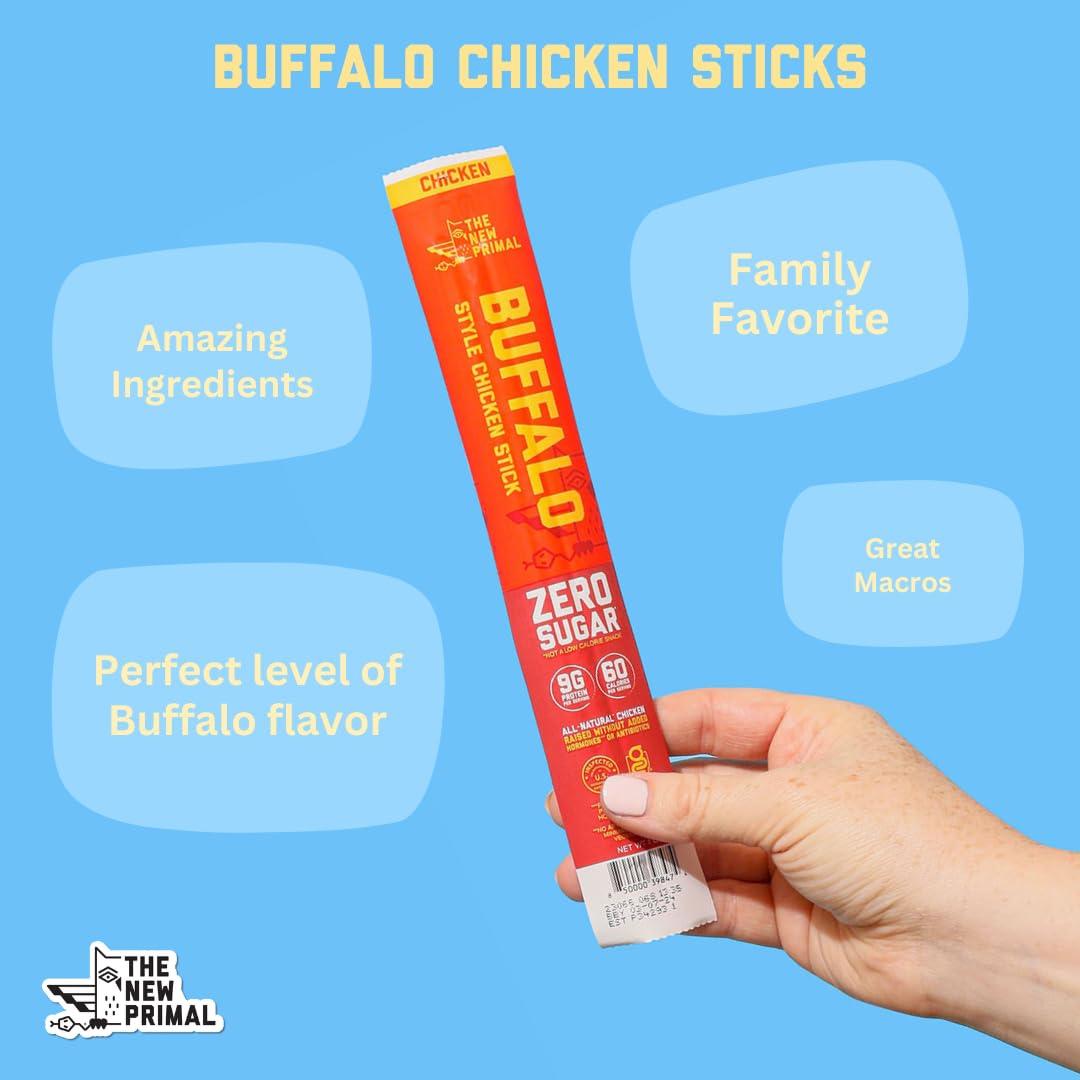 New Primal Buffalo Chicken Sticks, Keto, Gluten Free Healthy Snacks, Sugar Free Low Carb High Protein, Jerky Meat Stick, 9g Protein, 20 Ct - Image 3