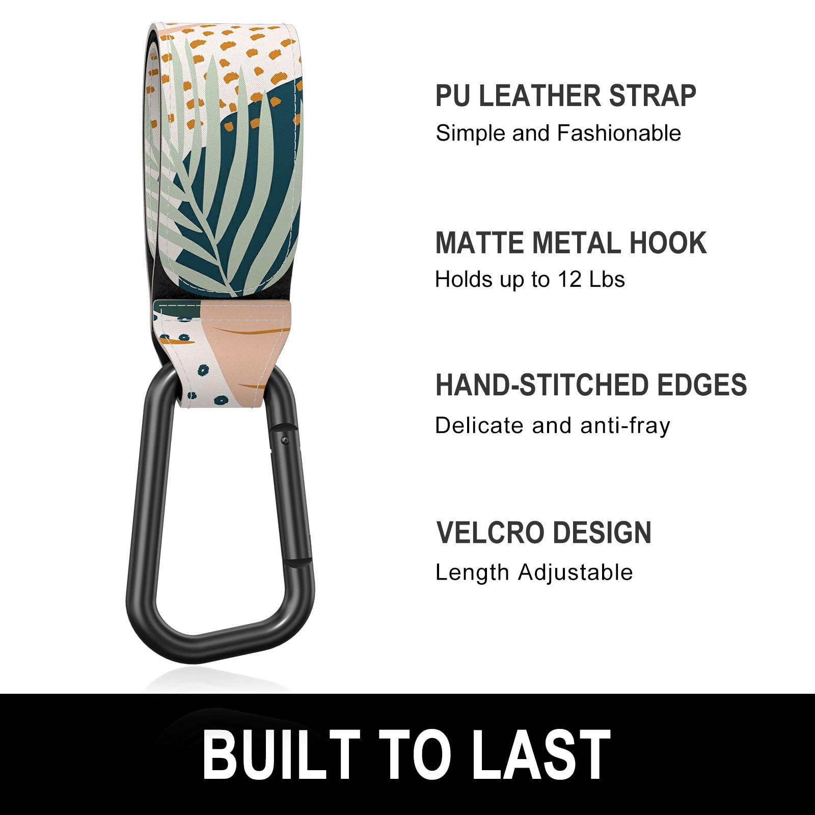 Gukeniu Baby Stroller Hooks for Hanging Bags, Universal Stroller Clips Accessories, Mommy Hook for Diaper Bag, Shopping Cart, Purse, Backpack - 2 Pack, Abstract Leaf - Image 4