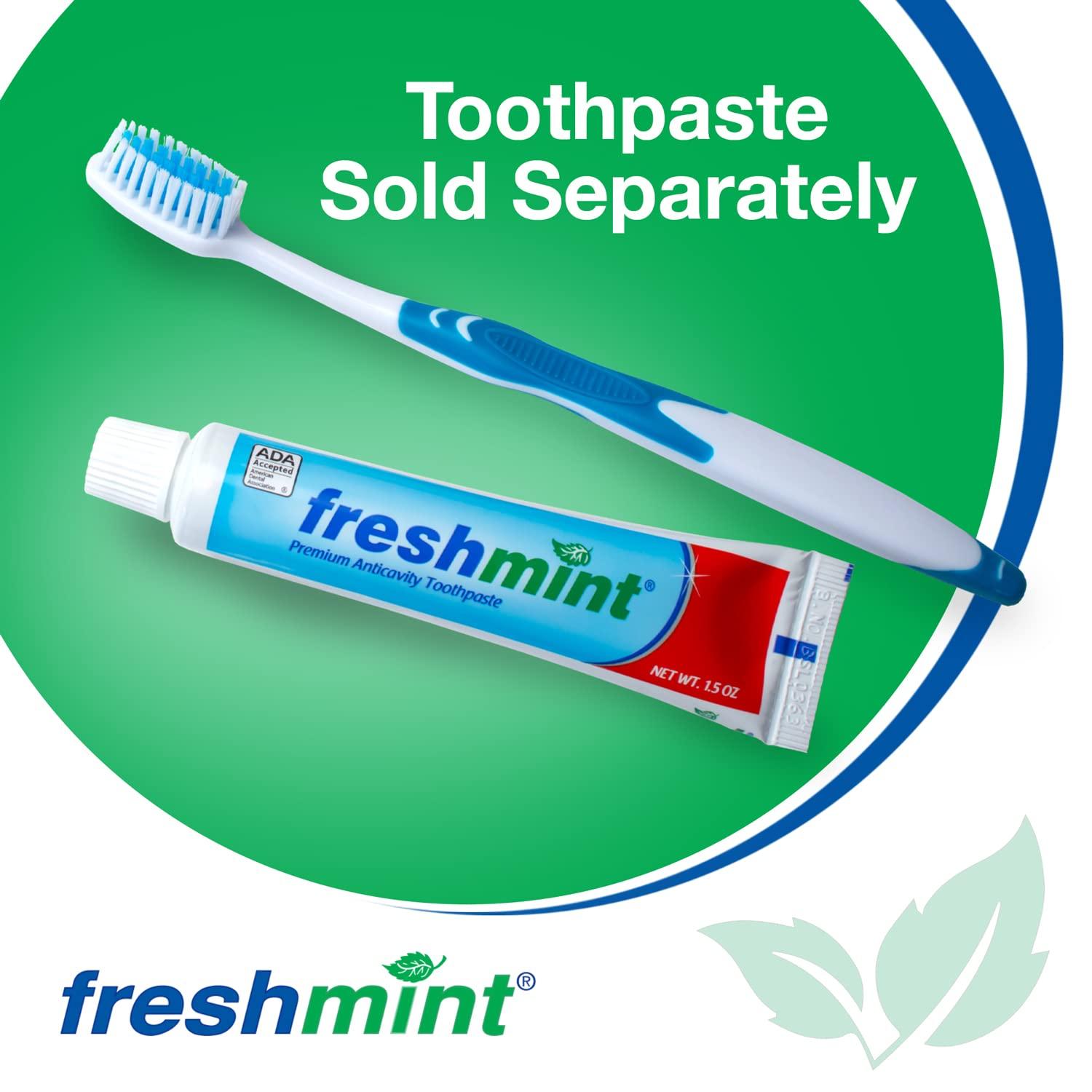 FRESHMINT Individually Wrapped Bulk Premium Toothbrushes (144 Pack), Oversized Easy Grip Rubber Handle, Soft Multi Color Nylon Bristles, Perfect for Travel, Hotel, Donation - Image 2
