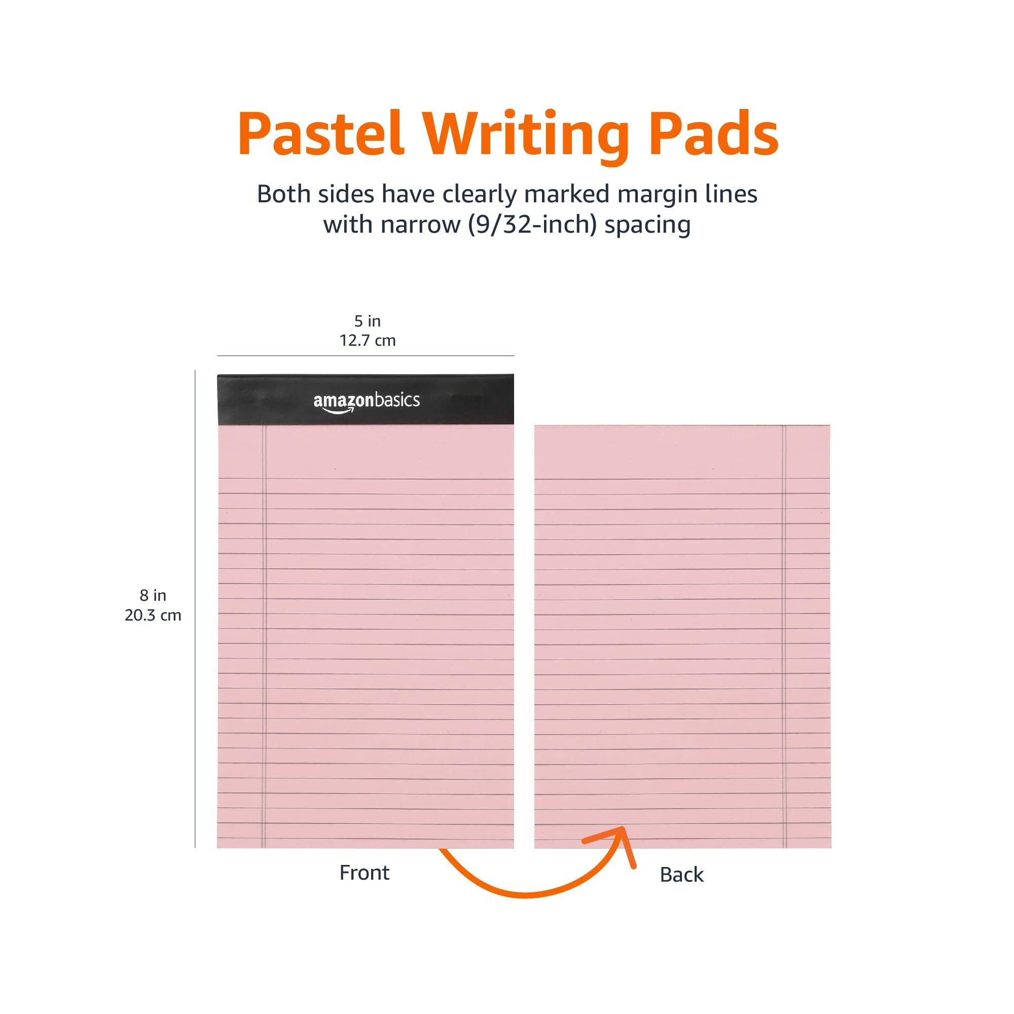 Amazon Basics Narrow Ruled 5-Inch by 8-Inch Lined Writing Note Pads, 6 Count (50 Sheet Pads), Multicolor - Image 2