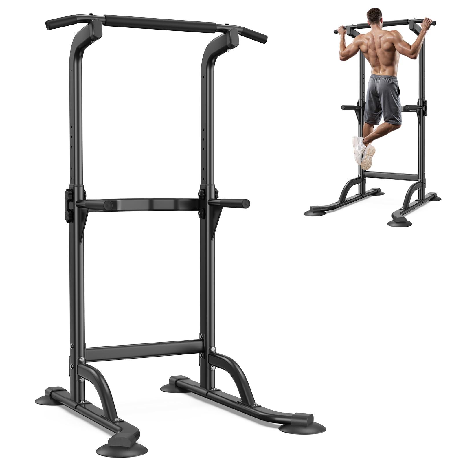 Power Tower Dip Station & Pull-Up Bar for Home Gym – Adjustable Height Strength Training Equipment for Pull-Ups, Dips, Push-Ups & More