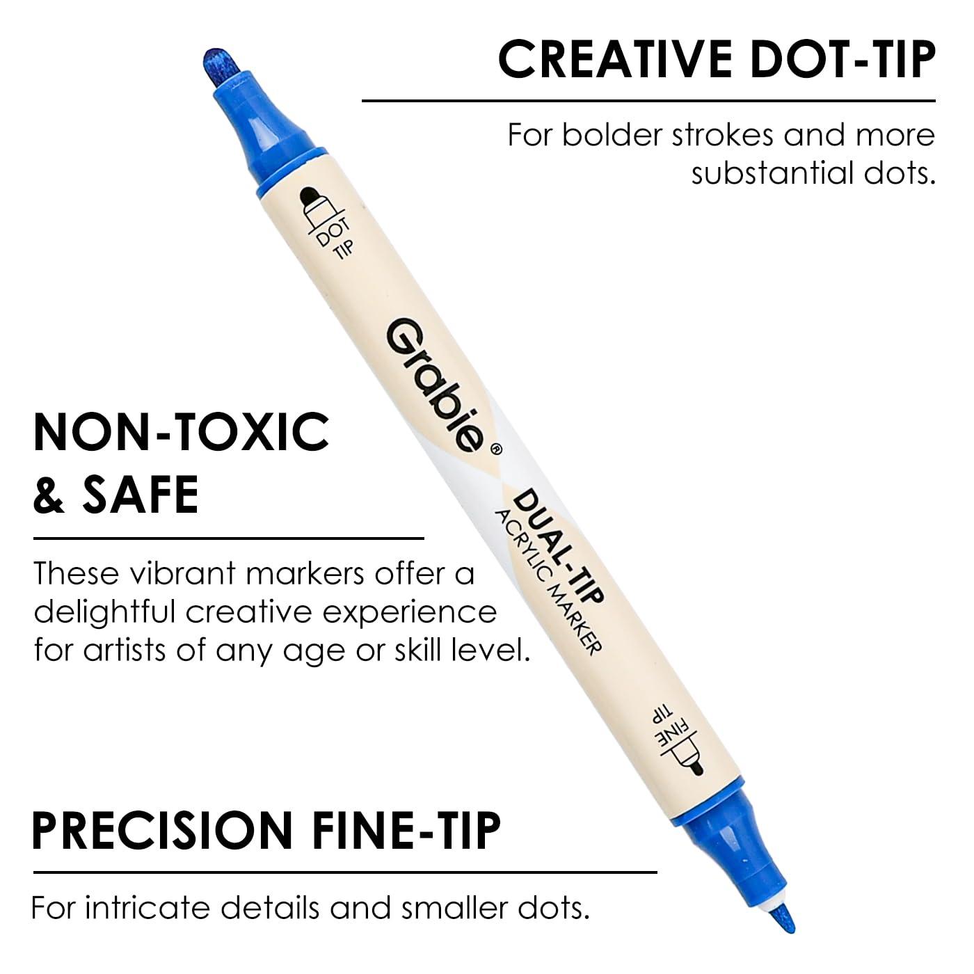 Grabie 36 Dual Tip Acrylic Paint Markers, Acrylic Paint Pens, Fabric Markers for Fabric, Canvas, Rock, Glass, Wood, Paper, DIY, Canvas DIY Art Supplies Kit for Adults - Image 4